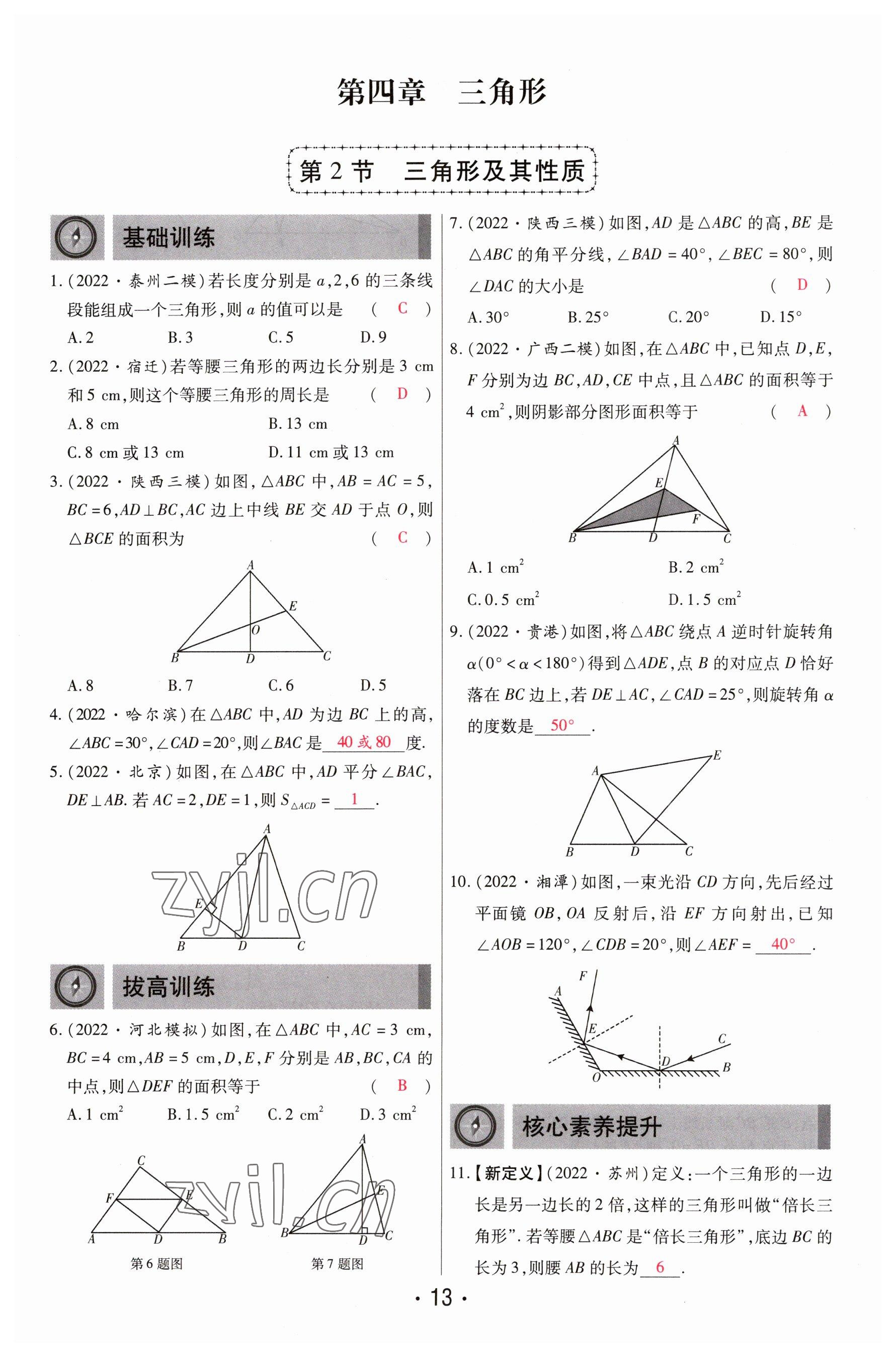 2023年理想中考數(shù)學(xué)河南專版 參考答案第13頁