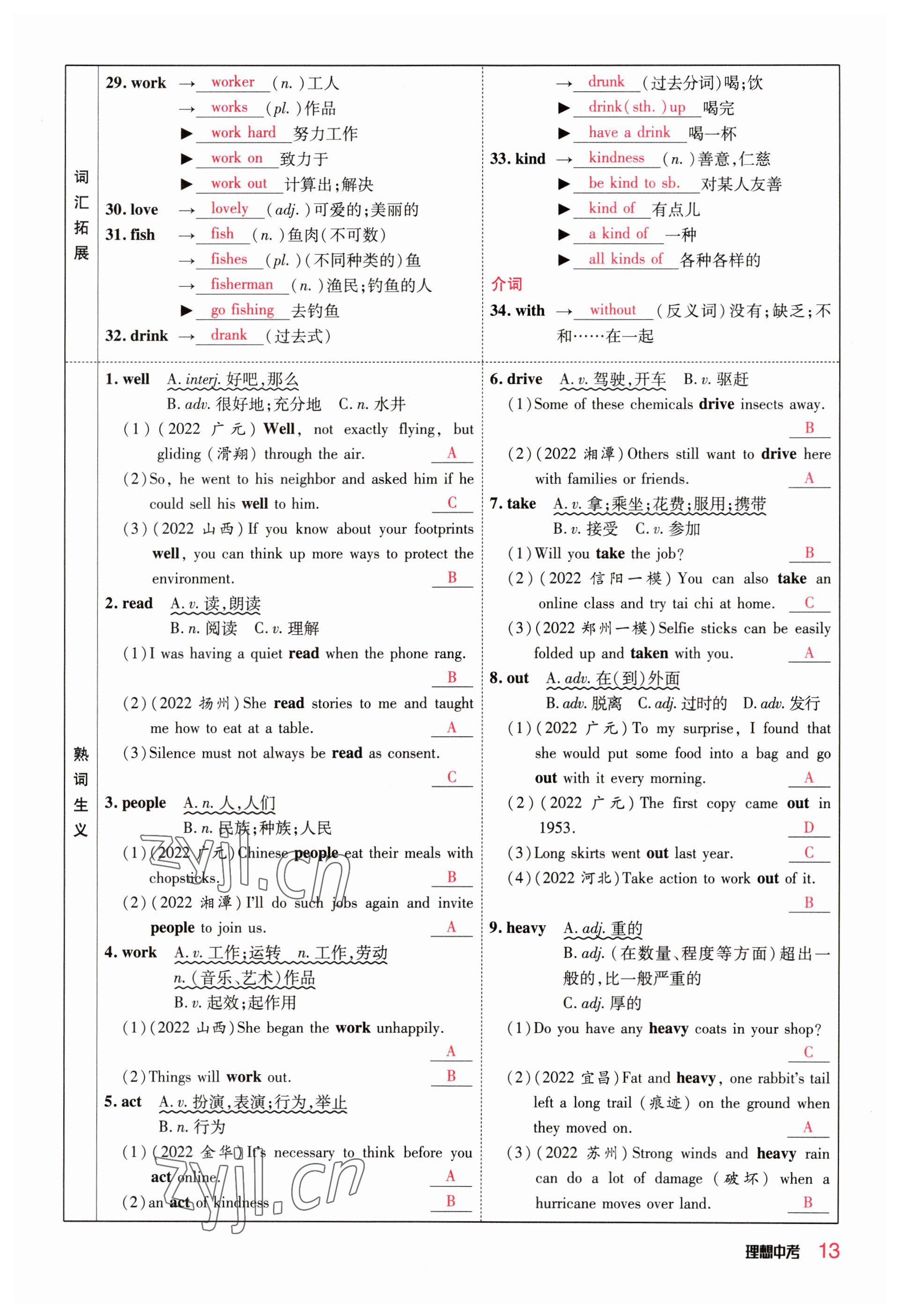 2023年理想中考英语河南专版 参考答案第13页