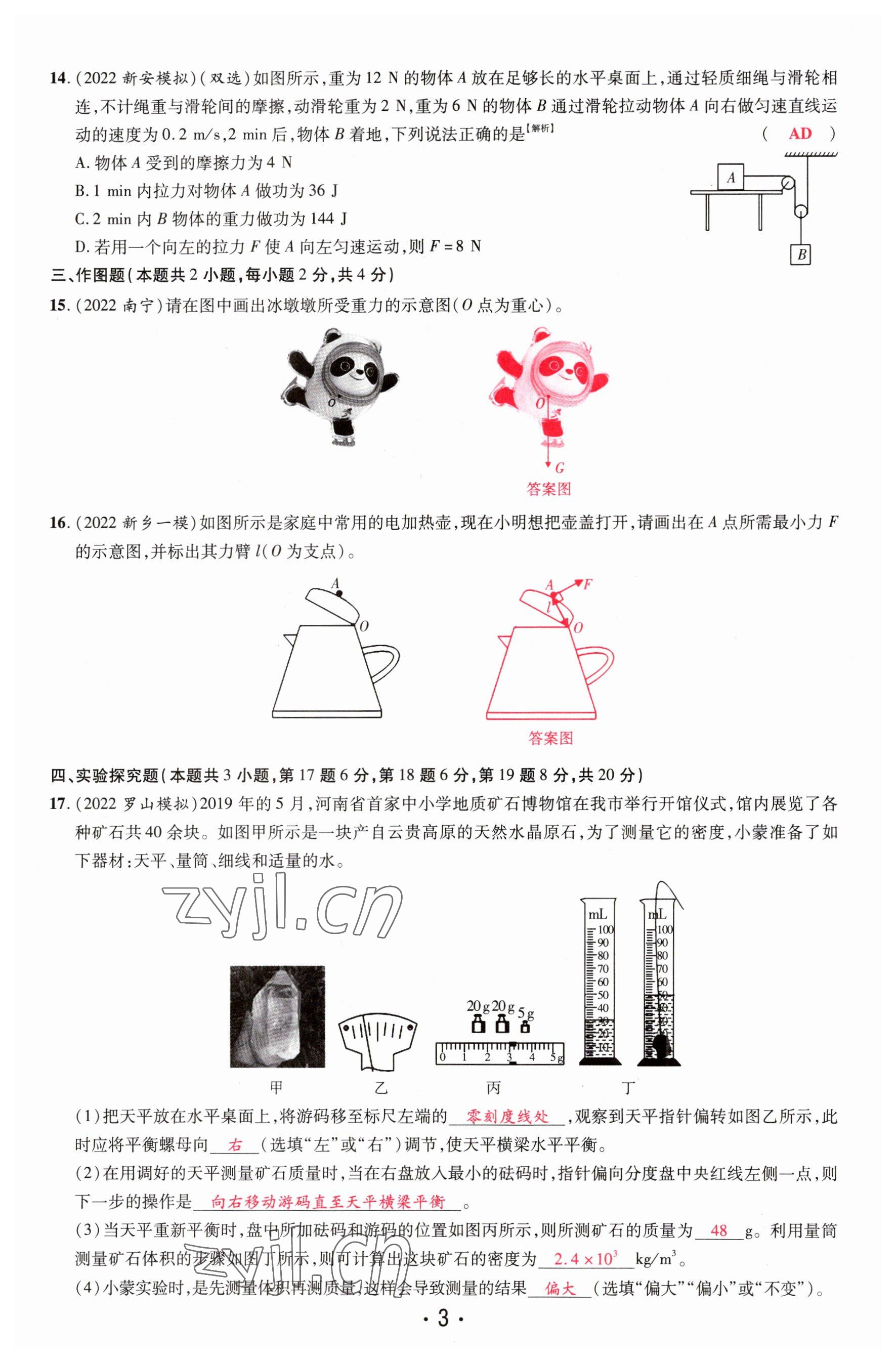 2023年理想中考物理河南專版 參考答案第3頁