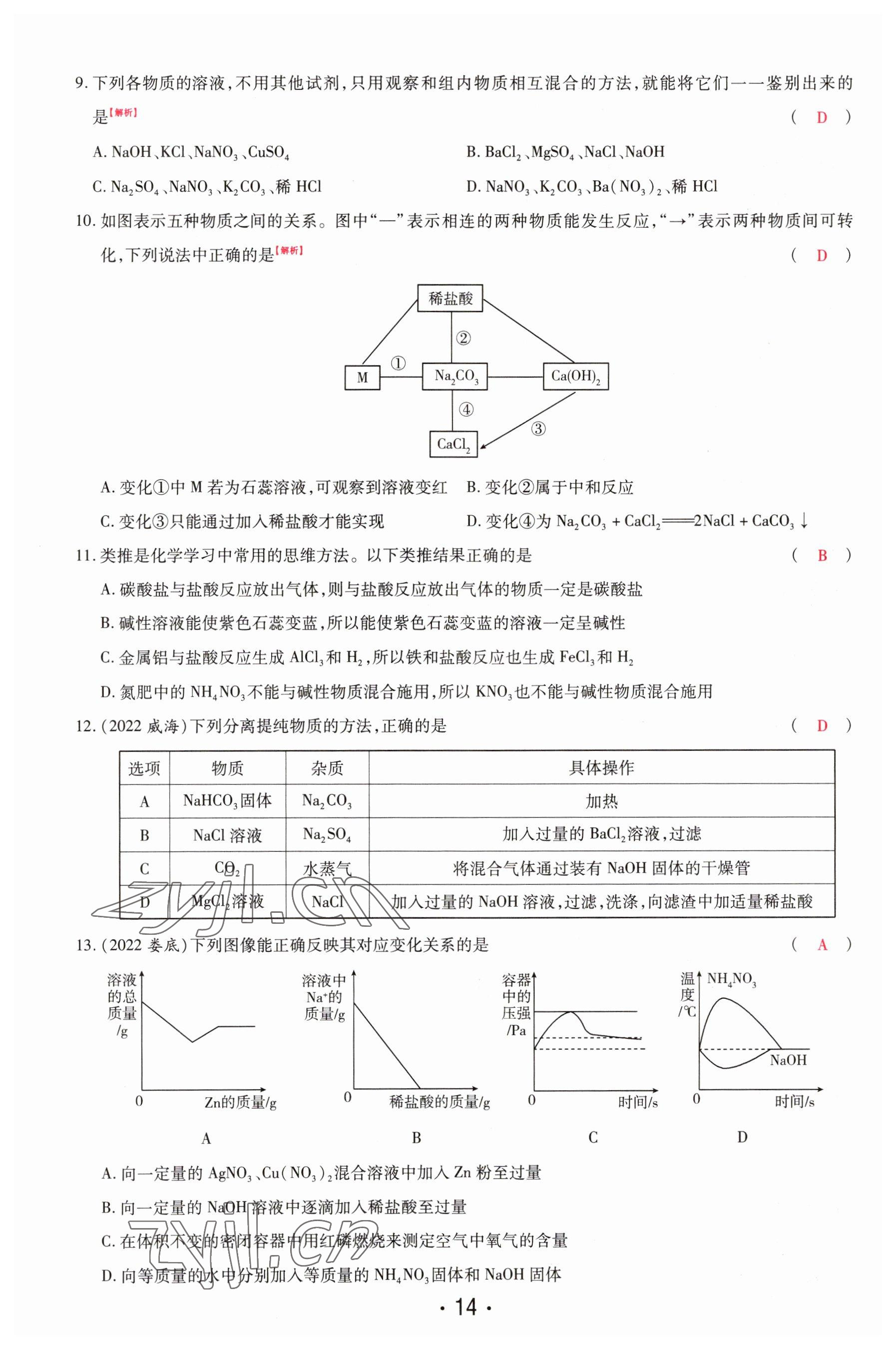 2023年理想中考化学河南专版 参考答案第14页