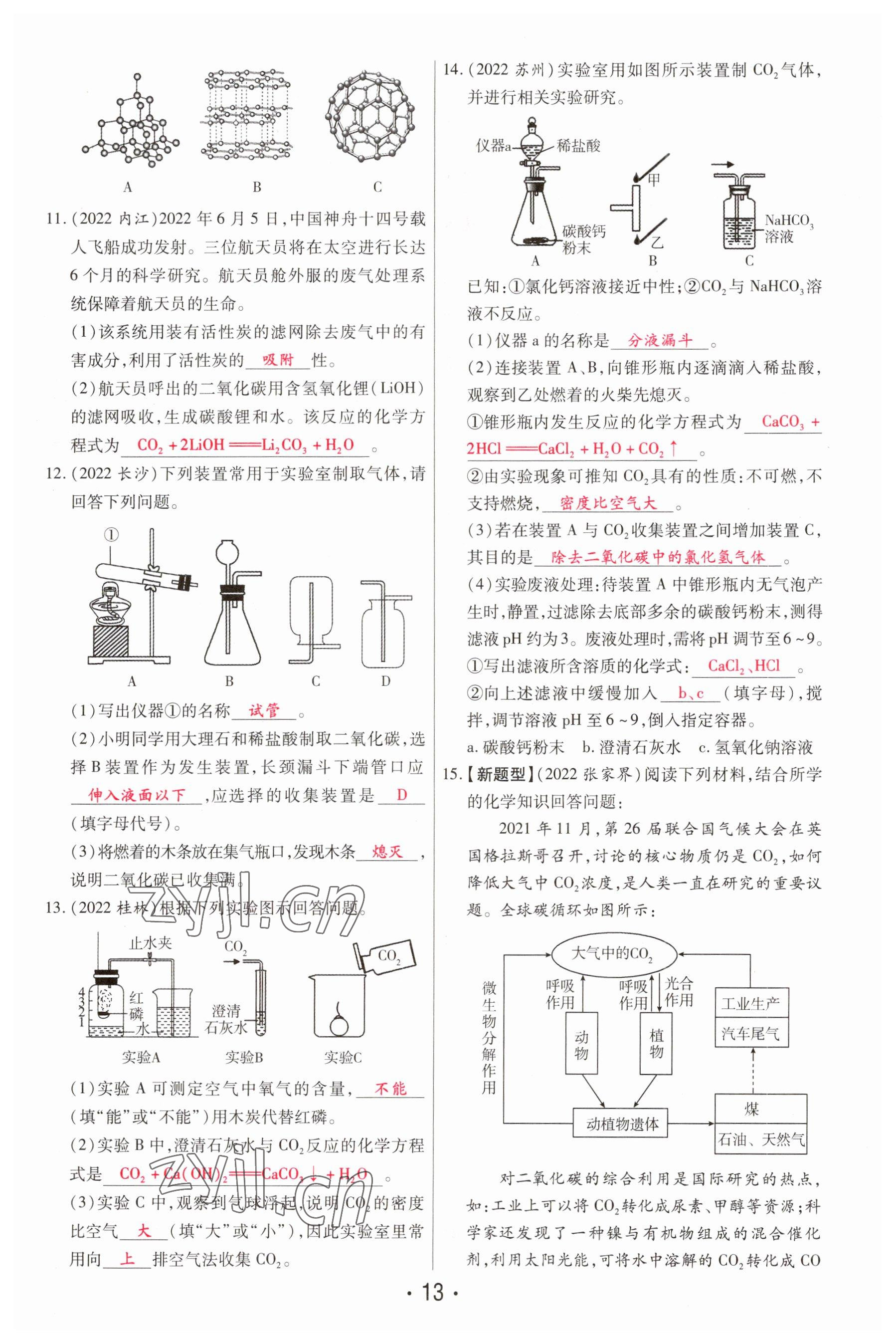 2023年理想中考化學(xué)河南專版 參考答案第13頁