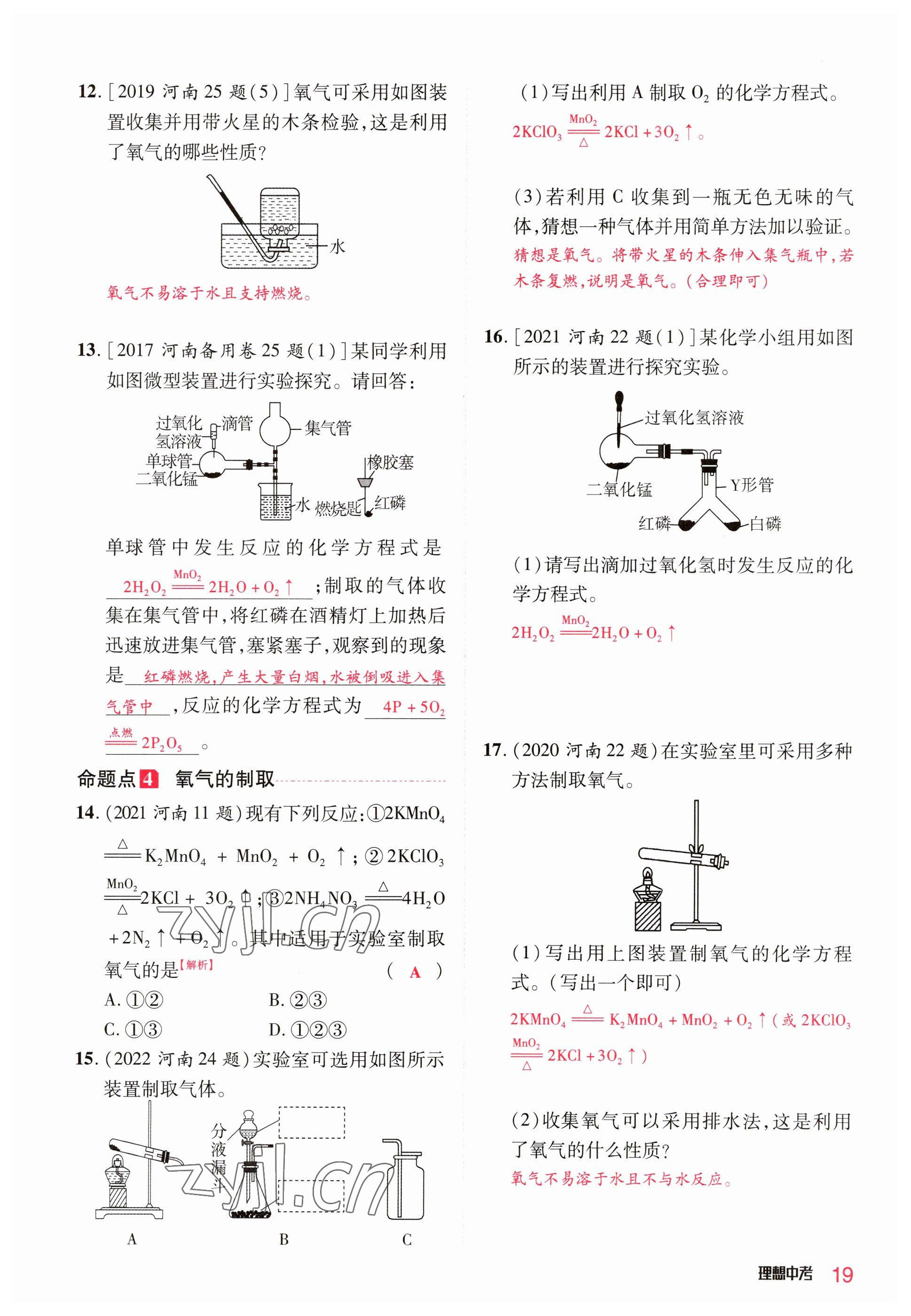 2023年理想中考化学河南专版 参考答案第19页