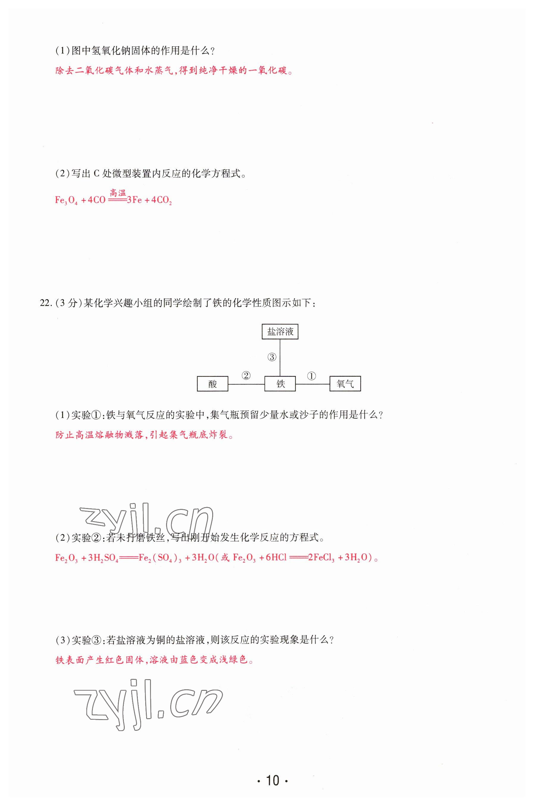 2023年理想中考化学河南专版 参考答案第10页