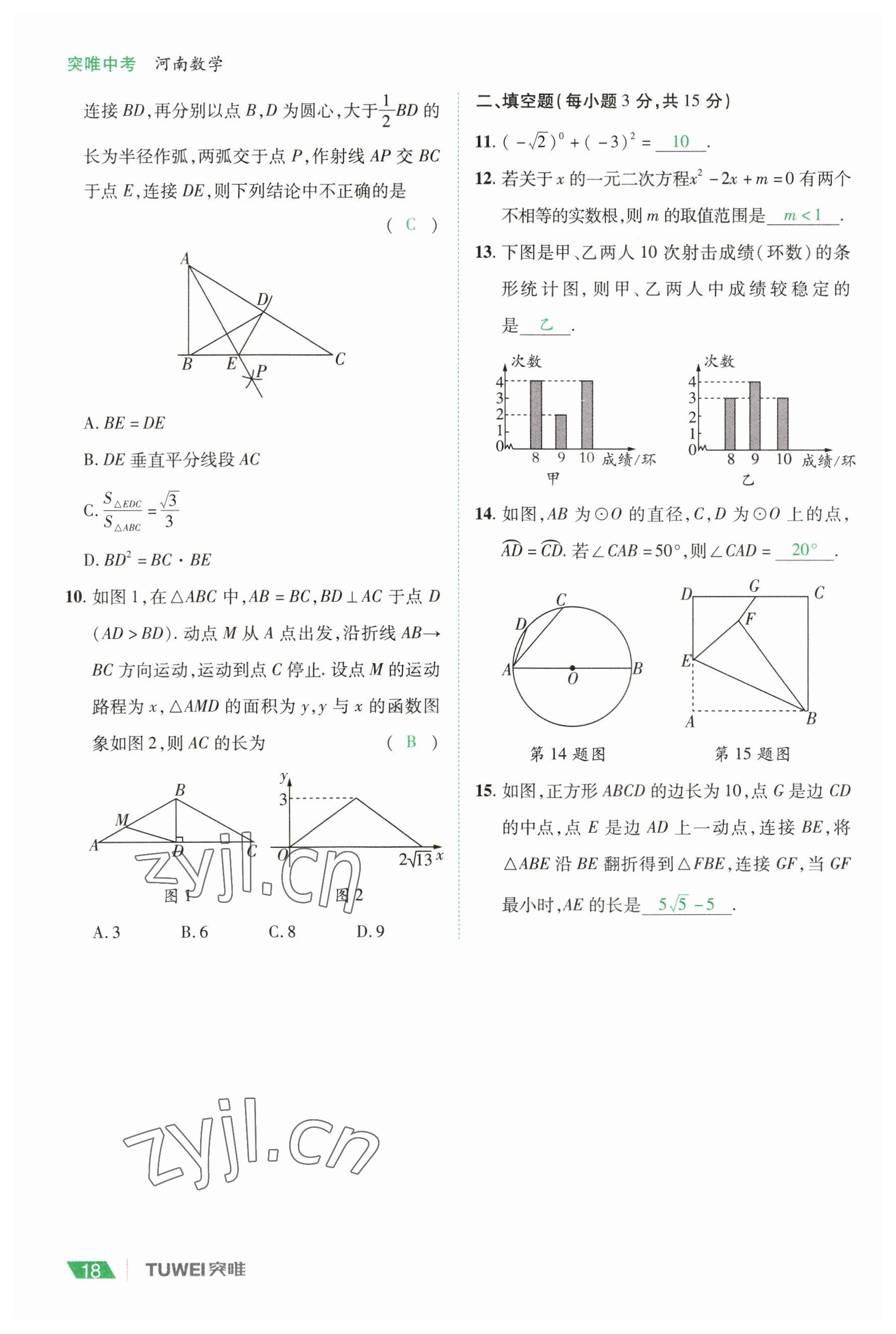 2023年一戰(zhàn)通關中考總復習數(shù)學河南專版 參考答案第18頁