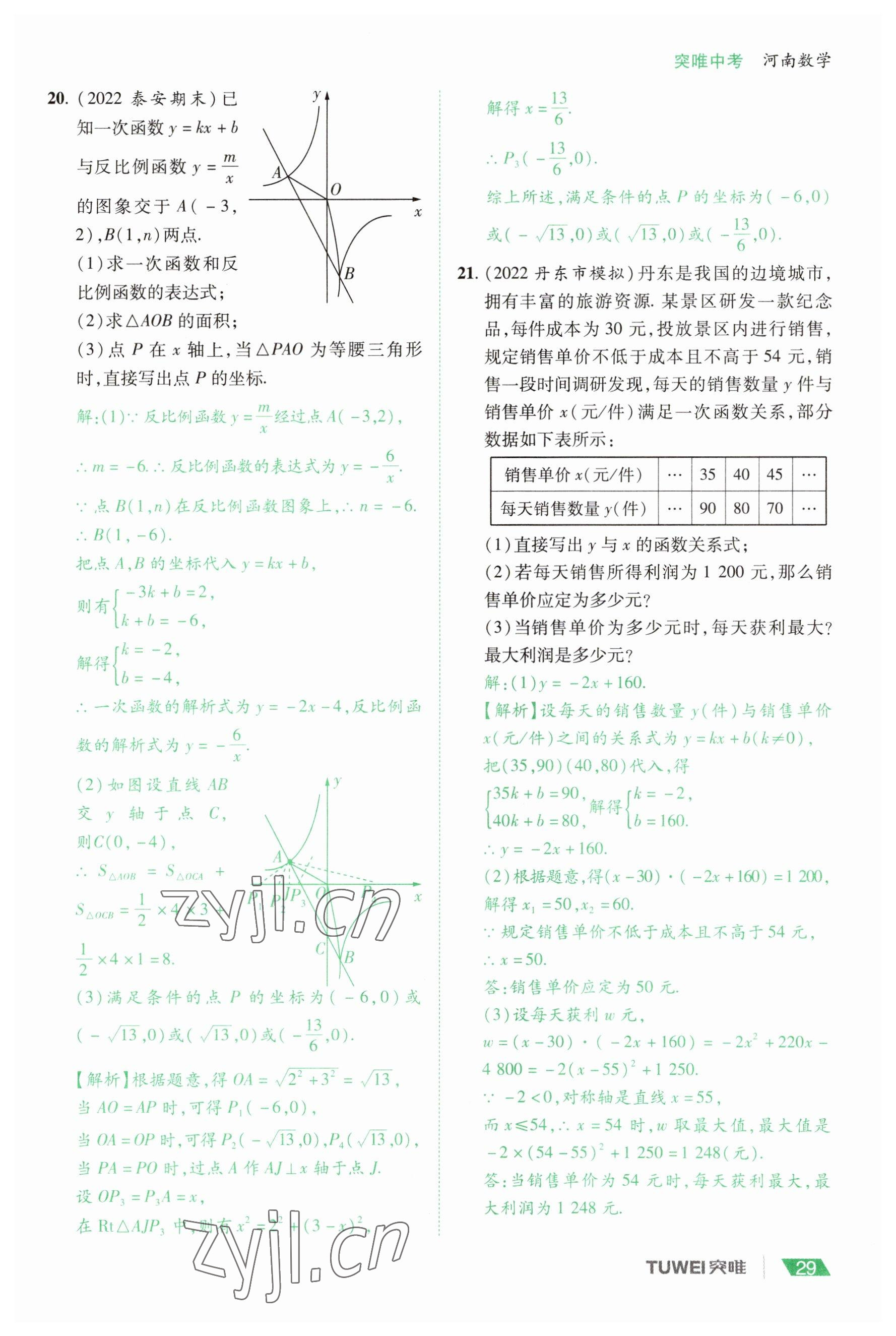 2023年一戰(zhàn)通關(guān)中考總復(fù)習(xí)數(shù)學(xué)河南專版 參考答案第29頁(yè)