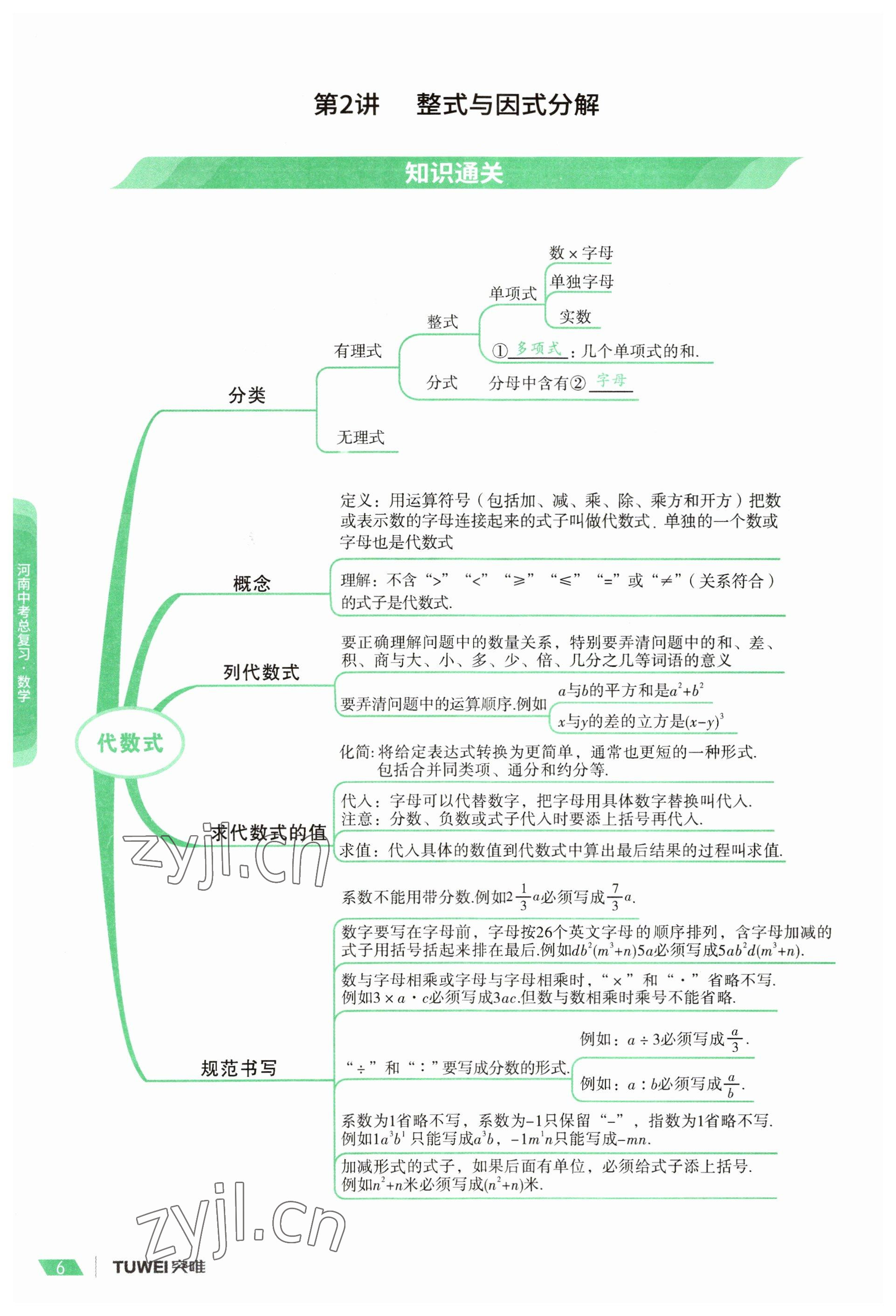 2023年一戰(zhàn)通關(guān)中考總復(fù)習(xí)數(shù)學(xué)河南專版 參考答案第6頁