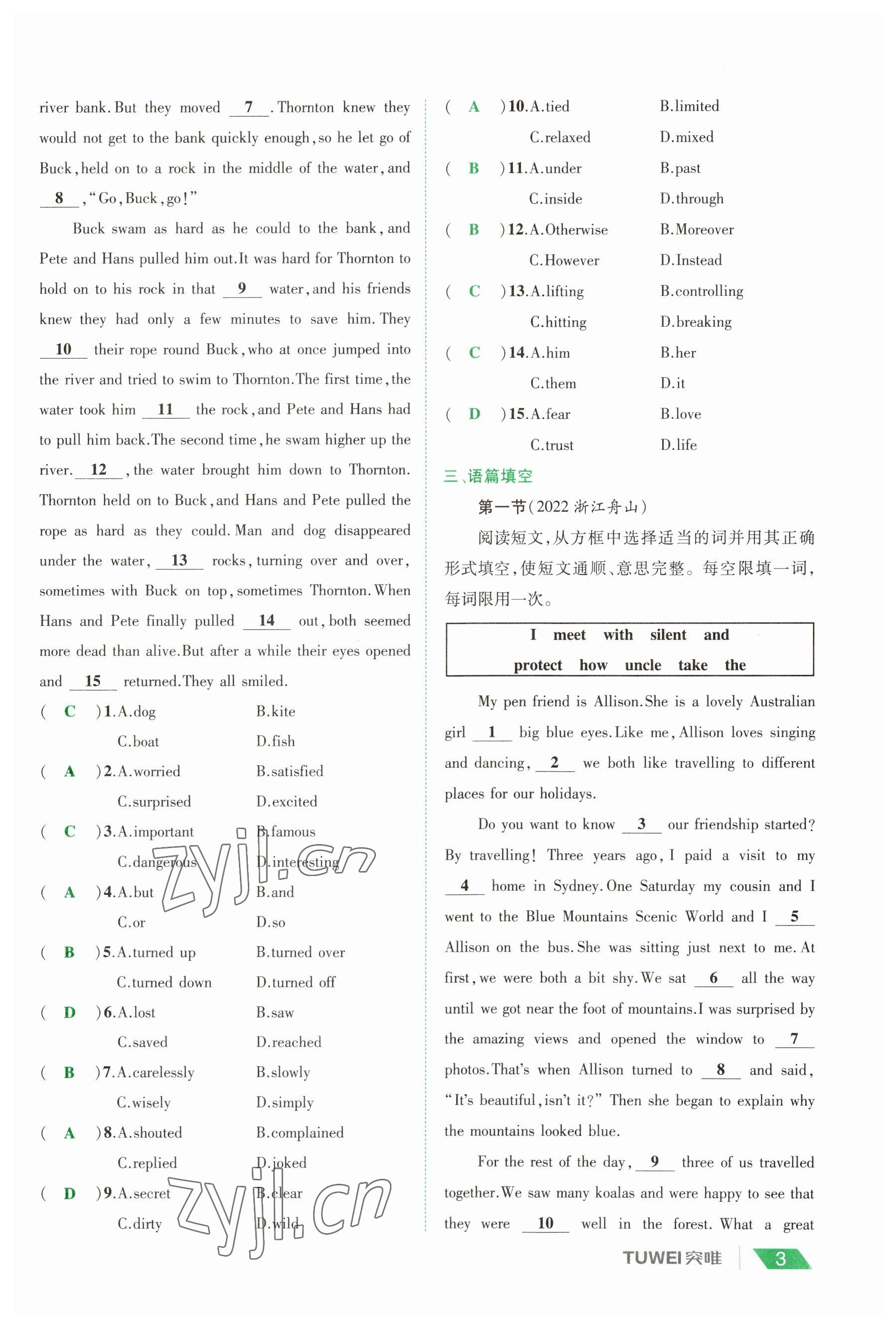 2023年一戰(zhàn)通關(guān)中考總復(fù)習(xí)英語(yǔ)課標(biāo)版河南專版 參考答案第2頁(yè)