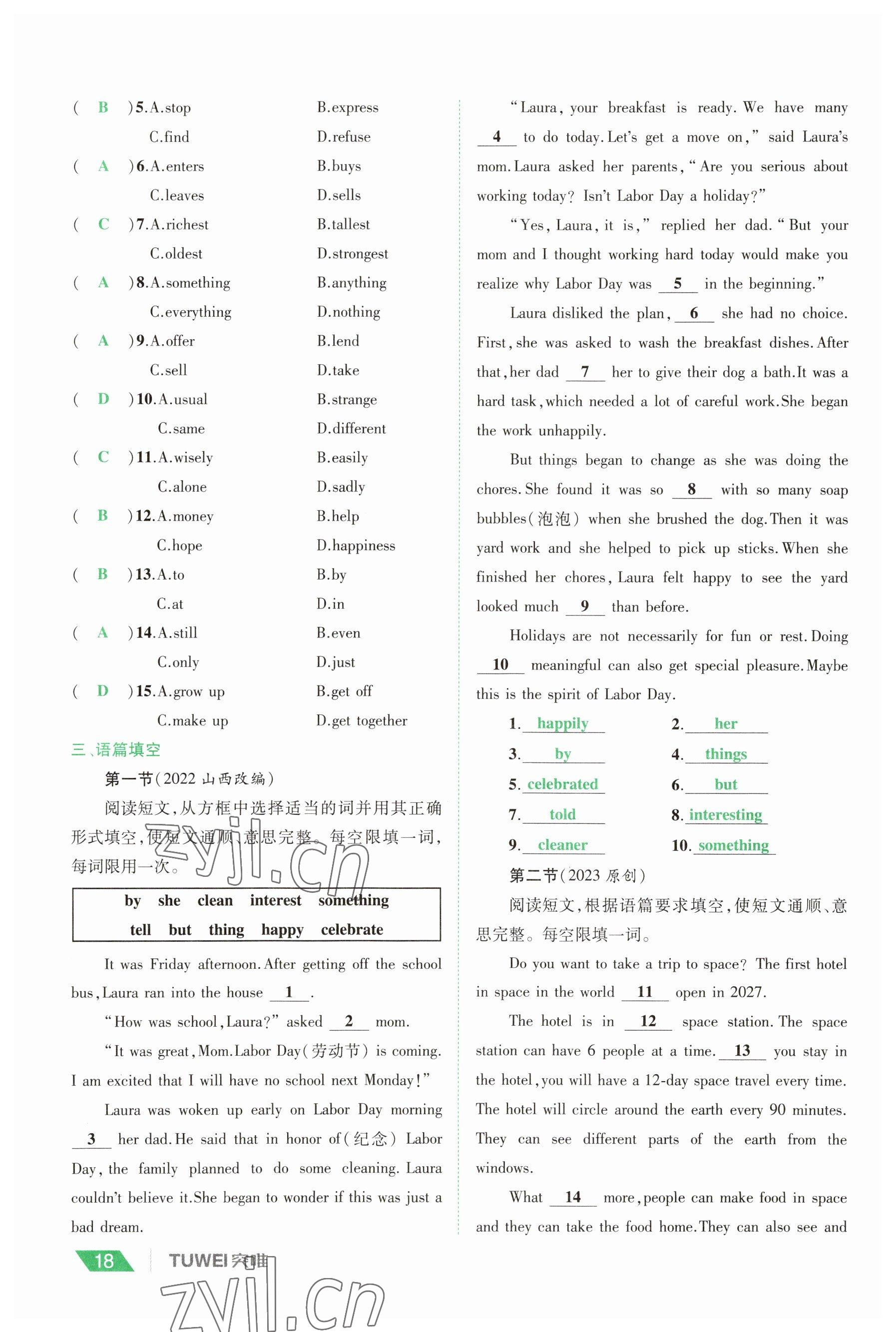 2023年一戰(zhàn)通關(guān)中考總復(fù)習(xí)英語課標(biāo)版河南專版 參考答案第17頁