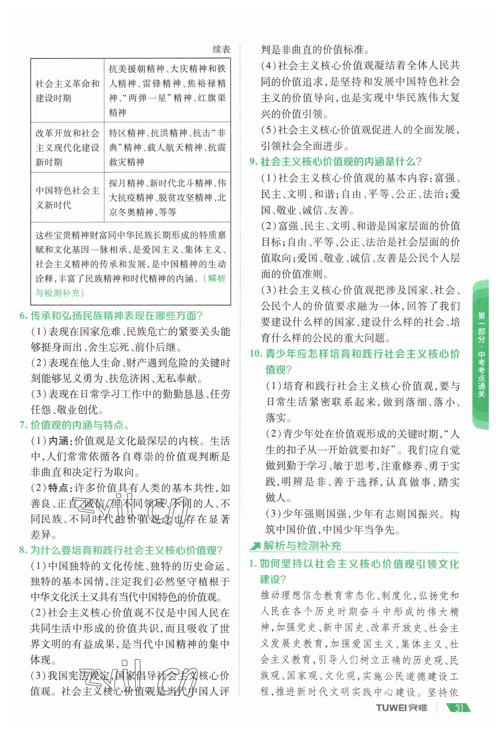 2023年一戰(zhàn)通關(guān)中考總復(fù)習(xí)道德與法治河南專版 參考答案第29頁(yè)