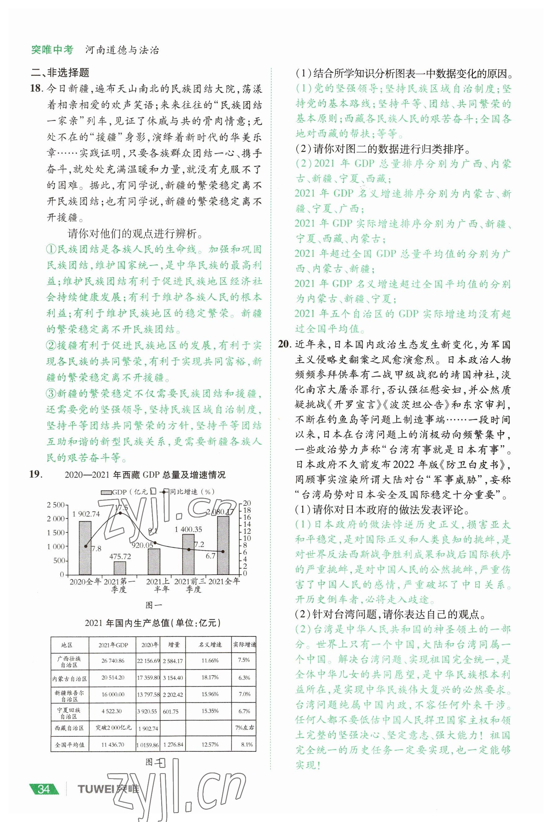 2023年一戰(zhàn)通關(guān)中考總復(fù)習(xí)道德與法治河南專版 參考答案第34頁