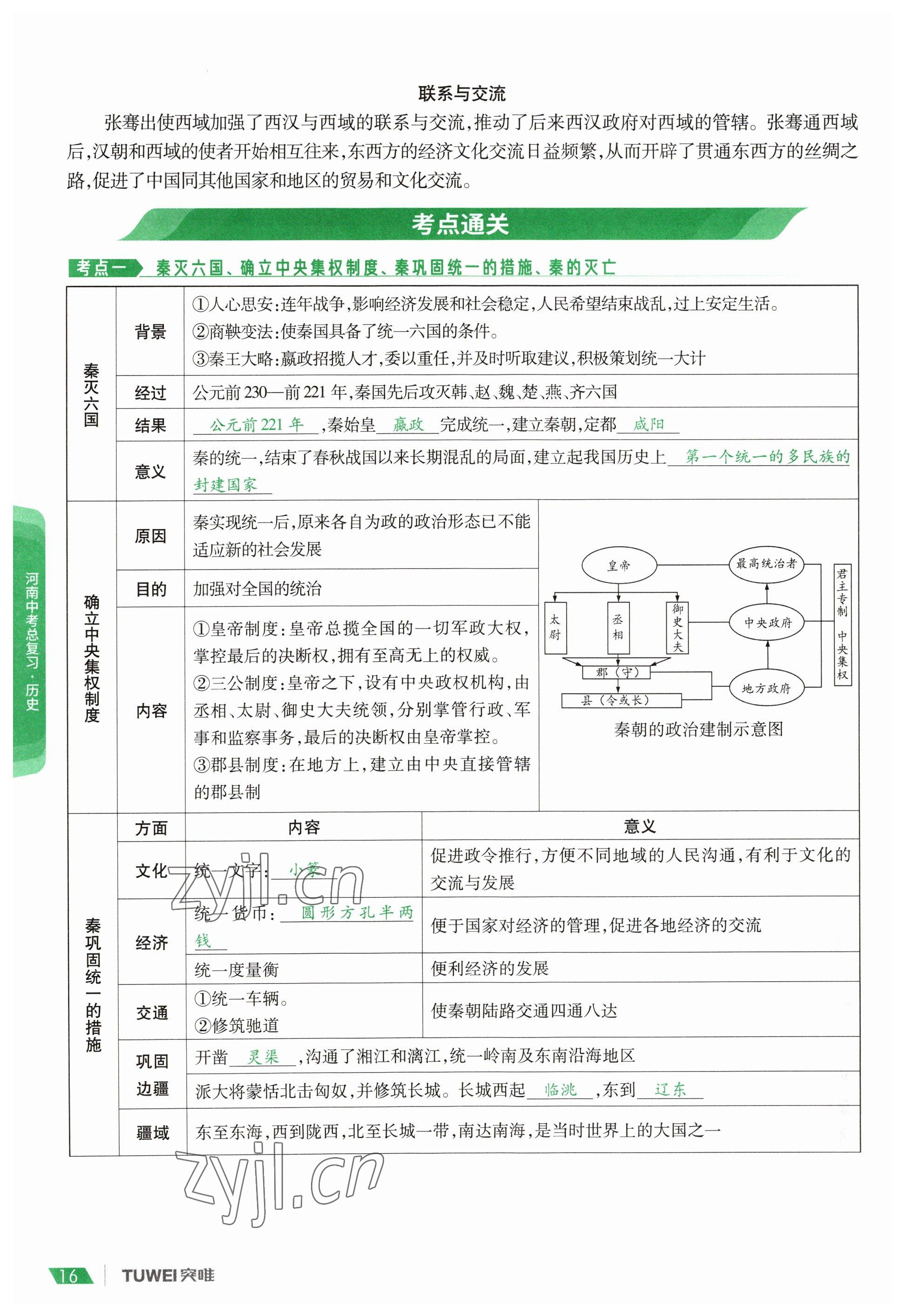 2023年一戰(zhàn)通關(guān)中考總復(fù)習(xí)歷史河南專版 參考答案第16頁