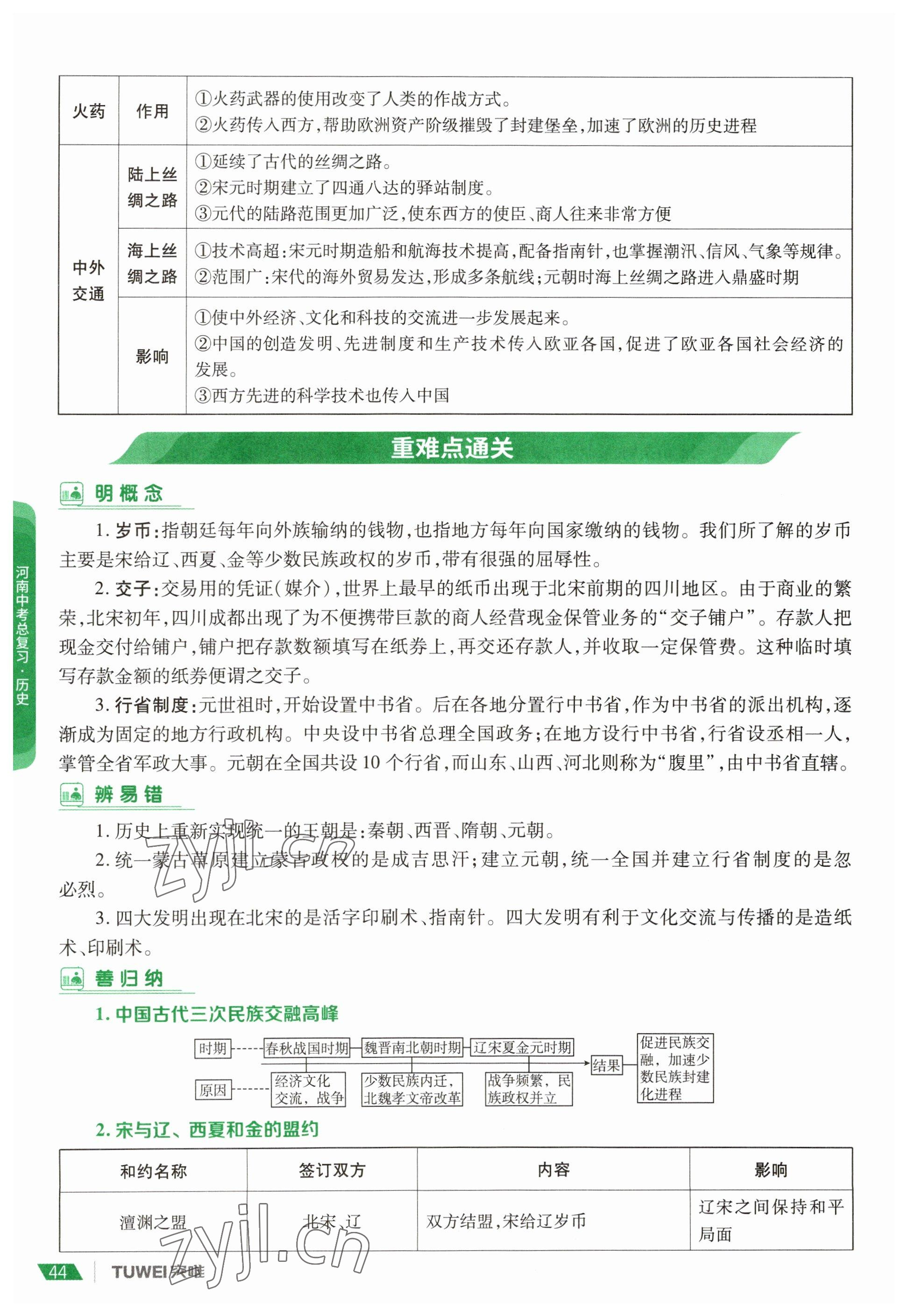 2023年一戰(zhàn)通關中考總復習歷史河南專版 參考答案第44頁