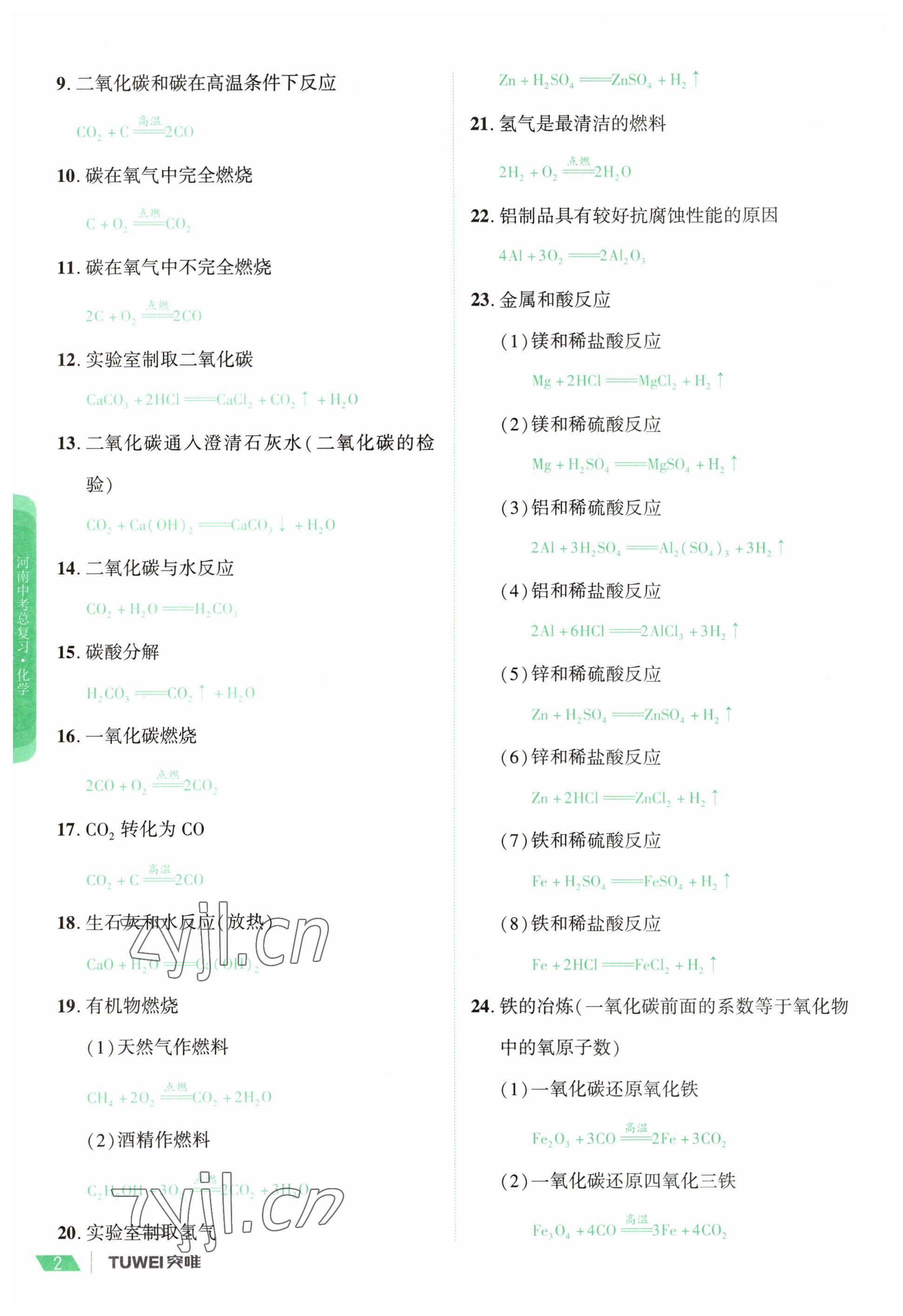 2023年一戰(zhàn)通關(guān)中考總復(fù)習(xí)化學(xué)河南專版 參考答案第2頁(yè)