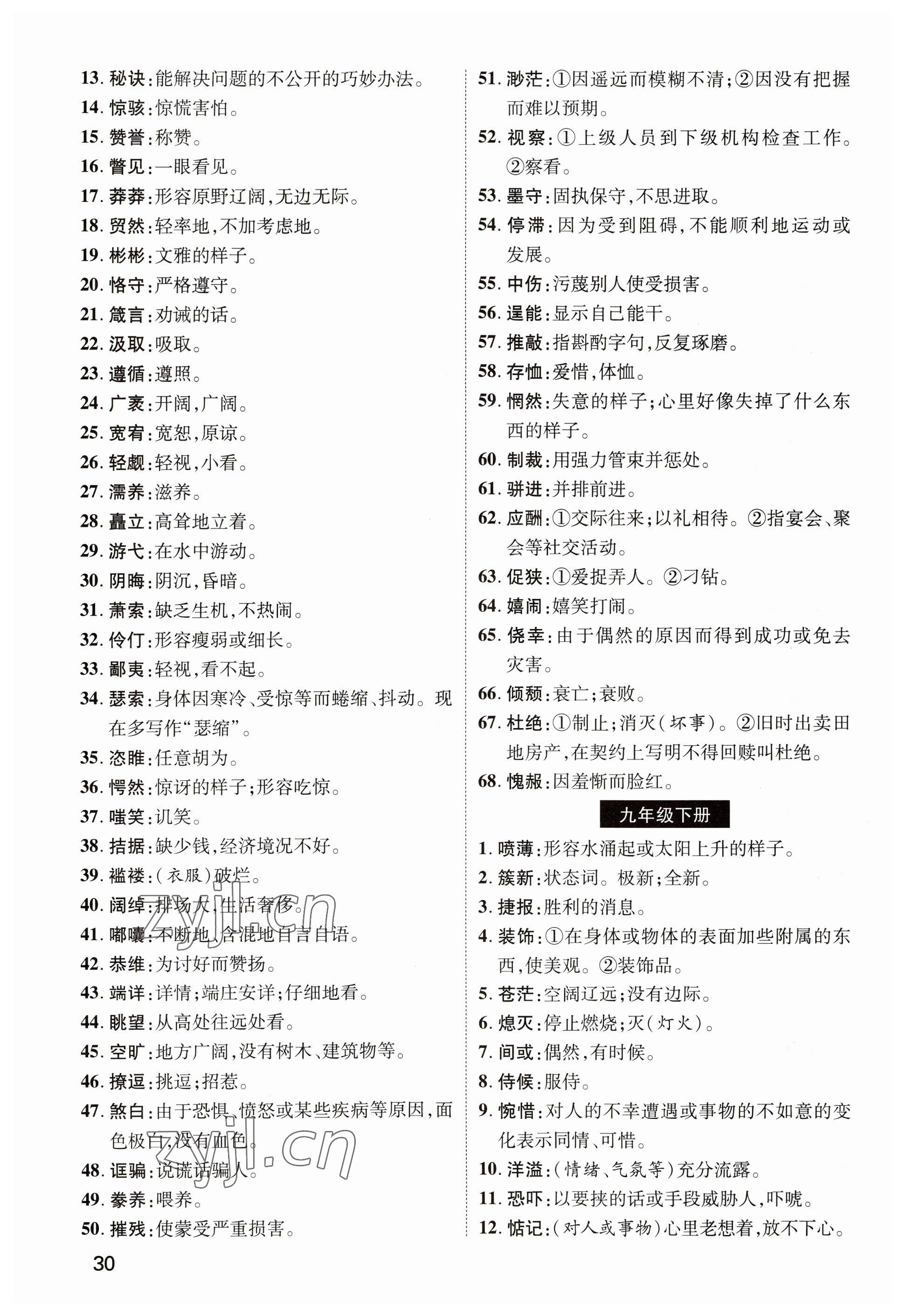 2023年鸿鹄志中考王语文贵阳专版 参考答案第30页