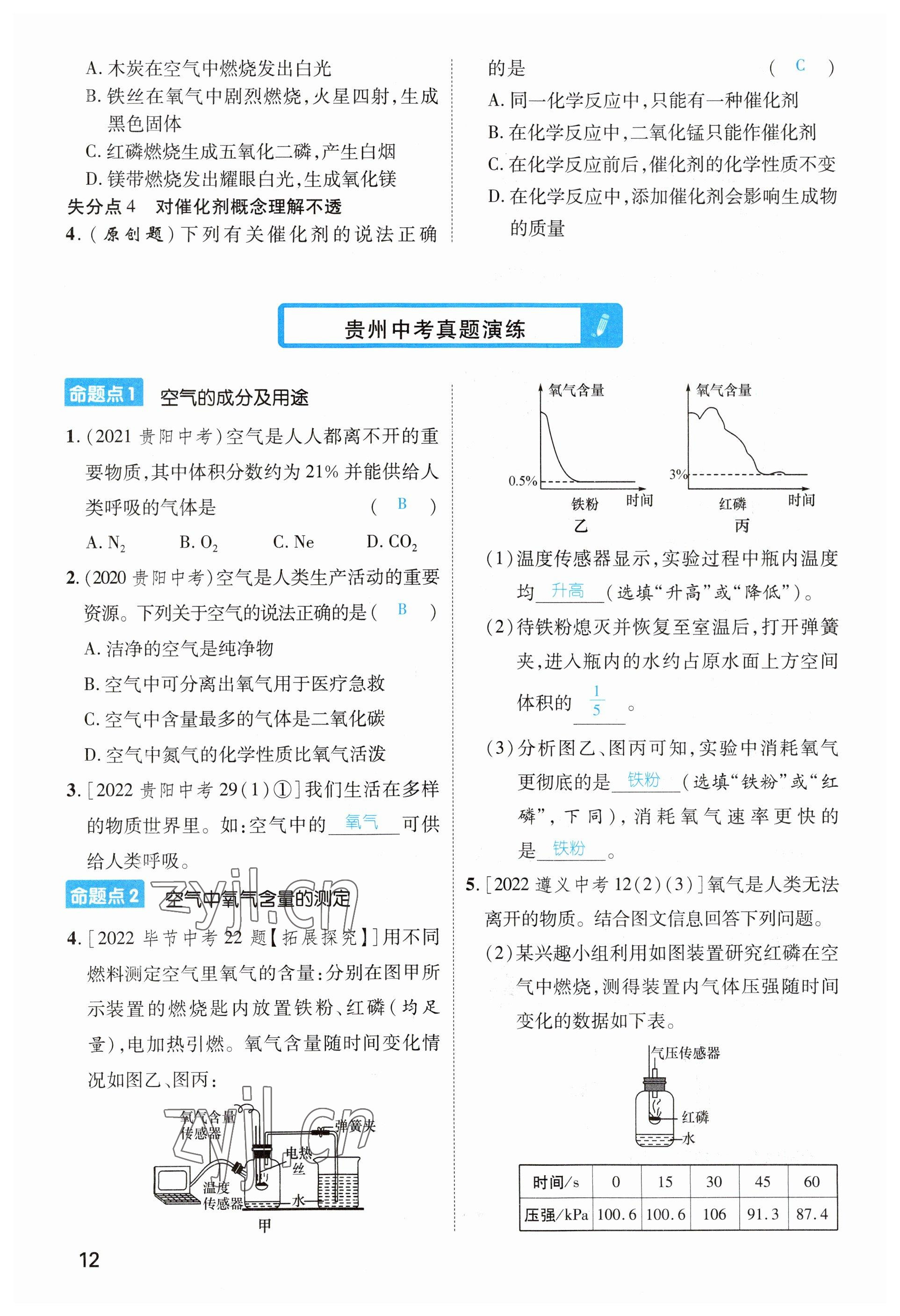 2023年鴻鵠志中考王化學(xué)貴陽專版 參考答案第12頁