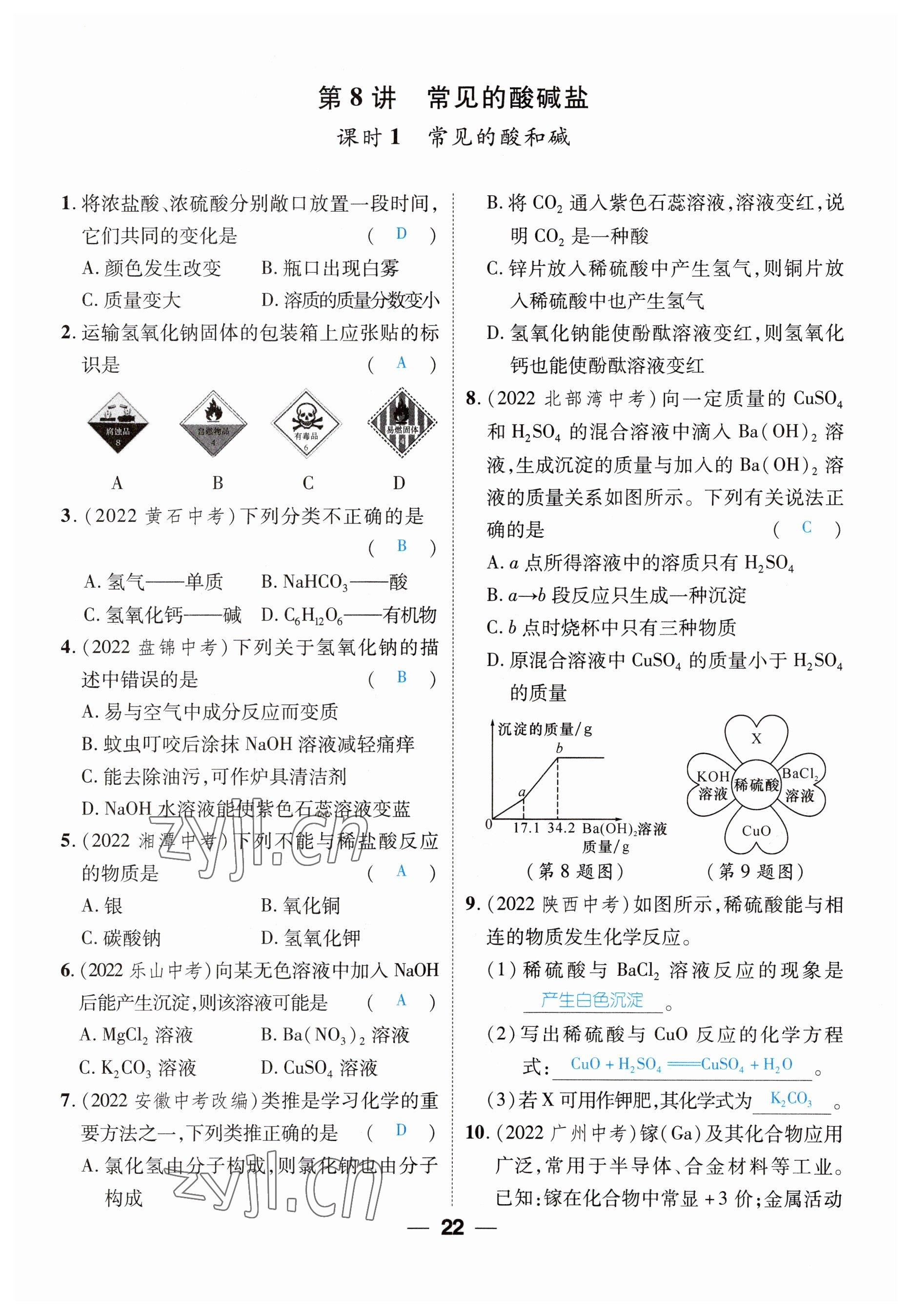 2023年鴻鵠志中考王化學(xué)貴陽專版 參考答案第22頁