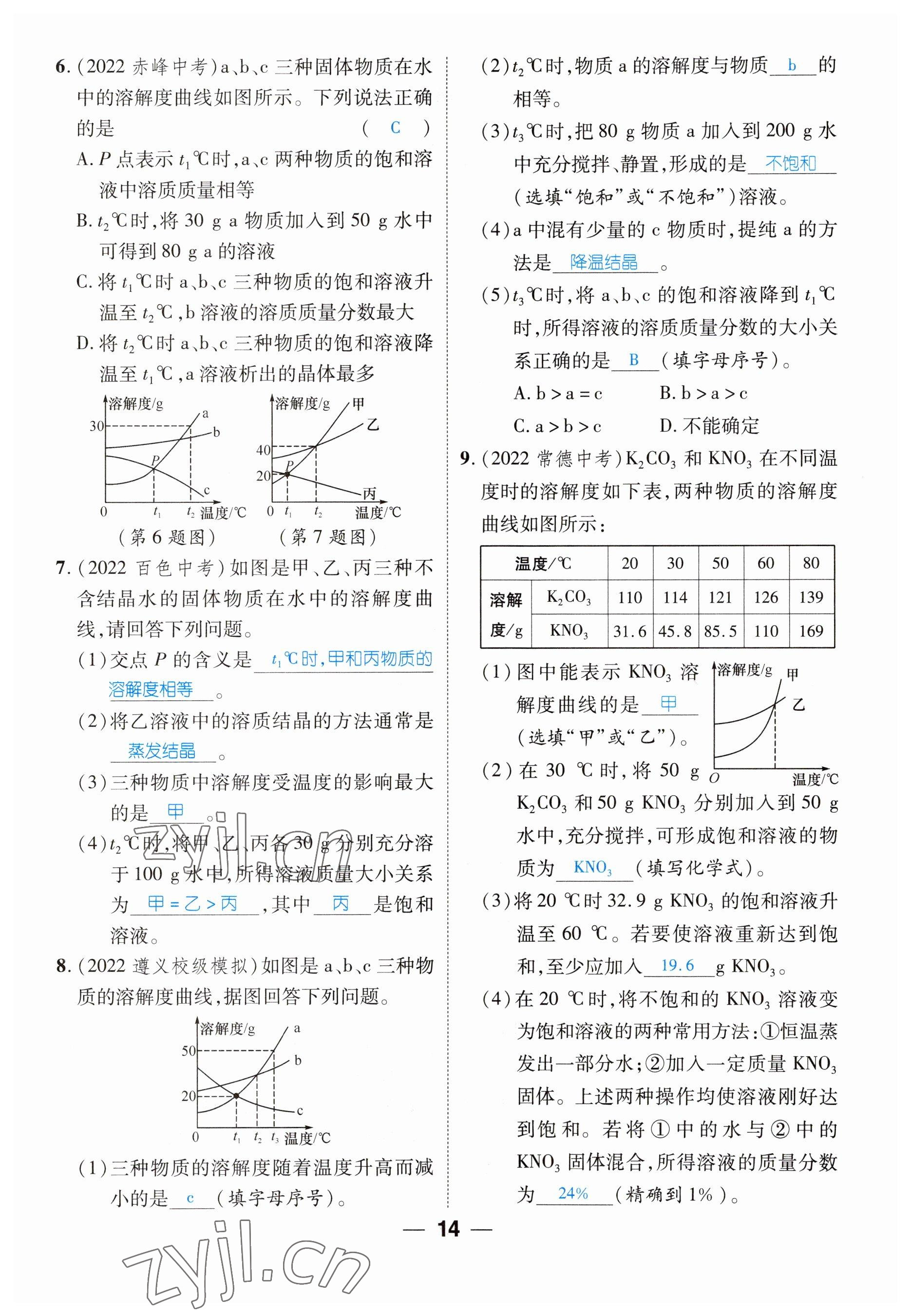 2023年鴻鵠志中考王化學(xué)貴陽(yáng)專版 參考答案第14頁(yè)