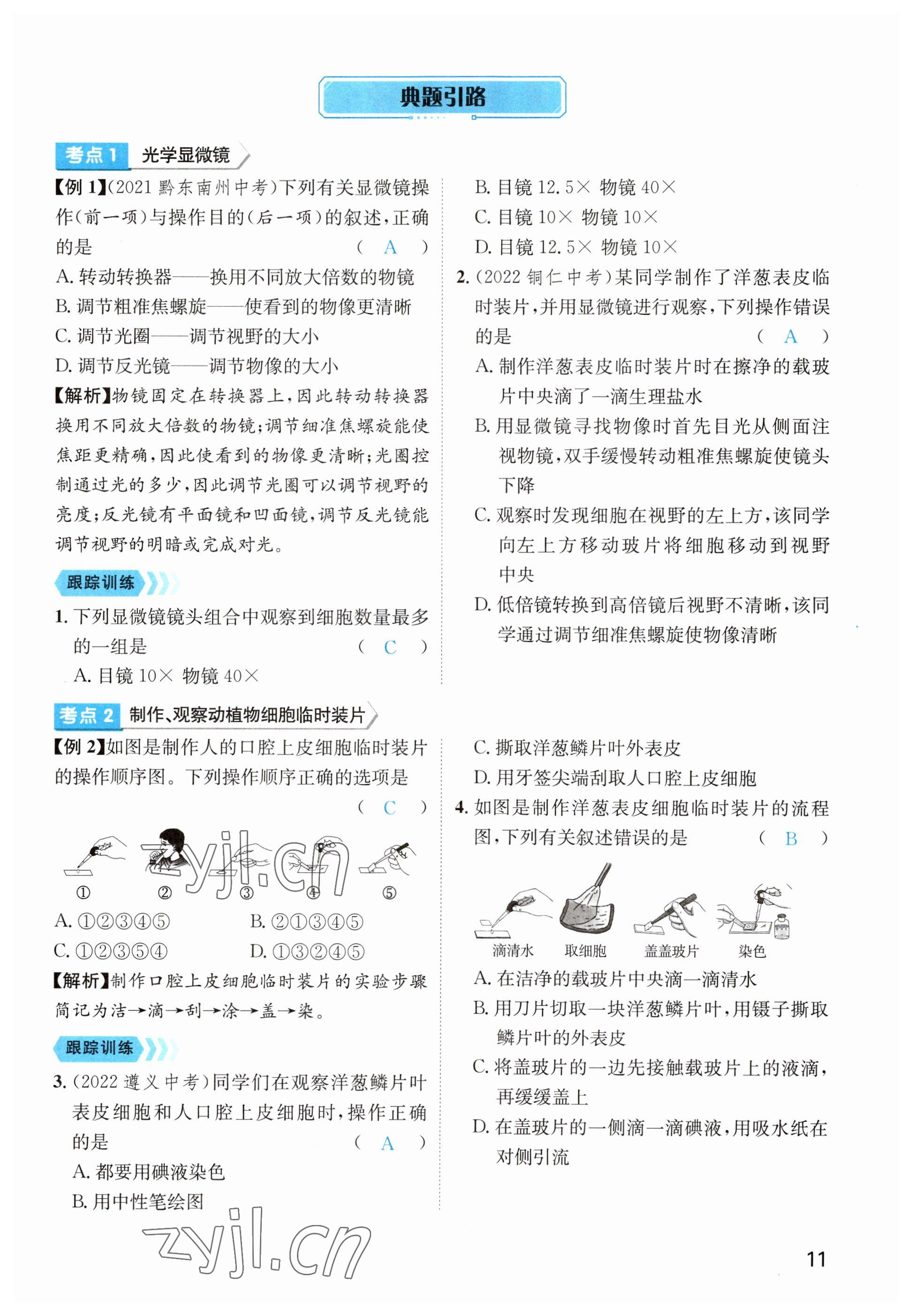 2023年鴻鵠志中考王生物貴陽專版 參考答案第11頁