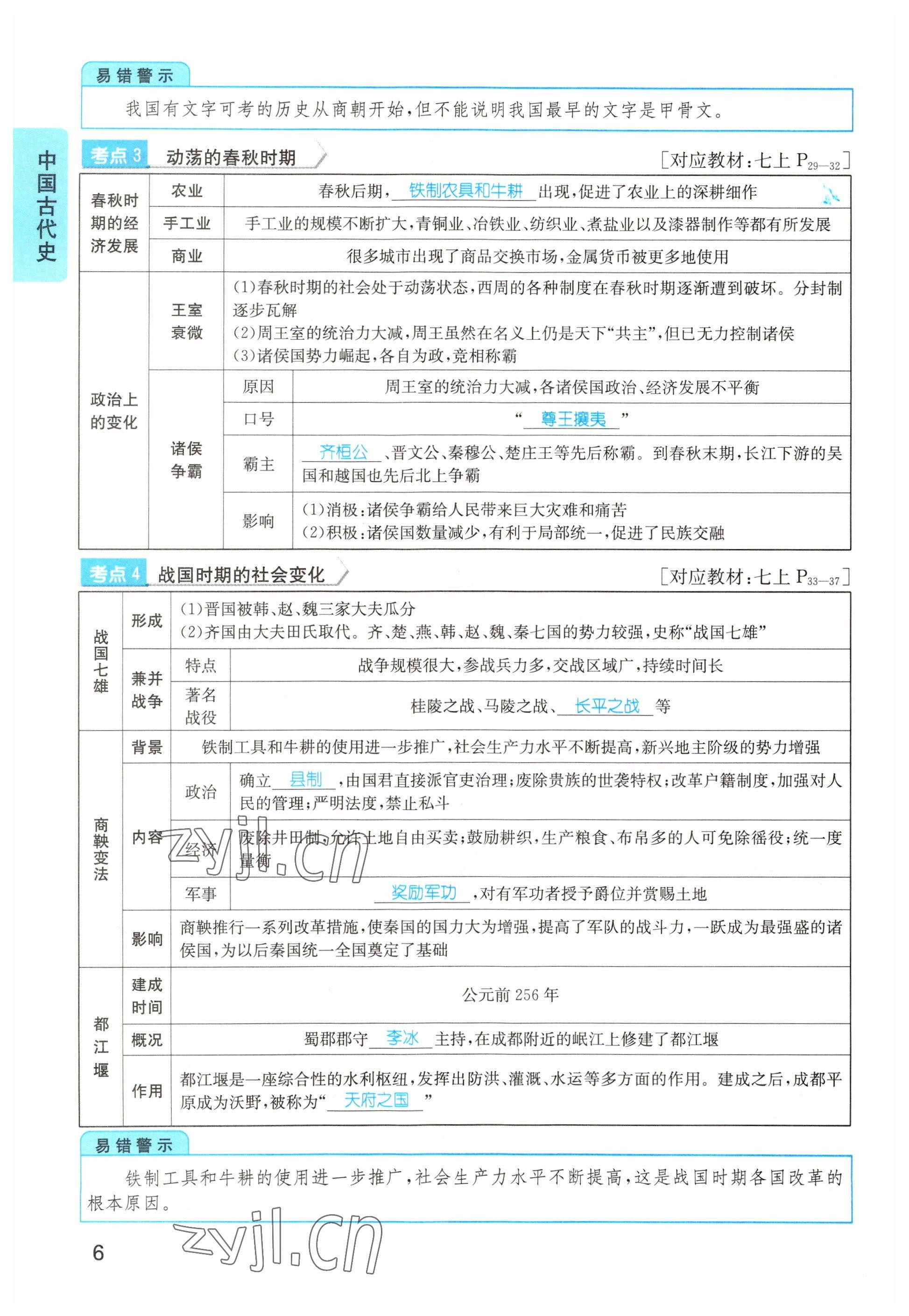 2023年鴻鵠志中考王歷史貴陽專版 參考答案第6頁