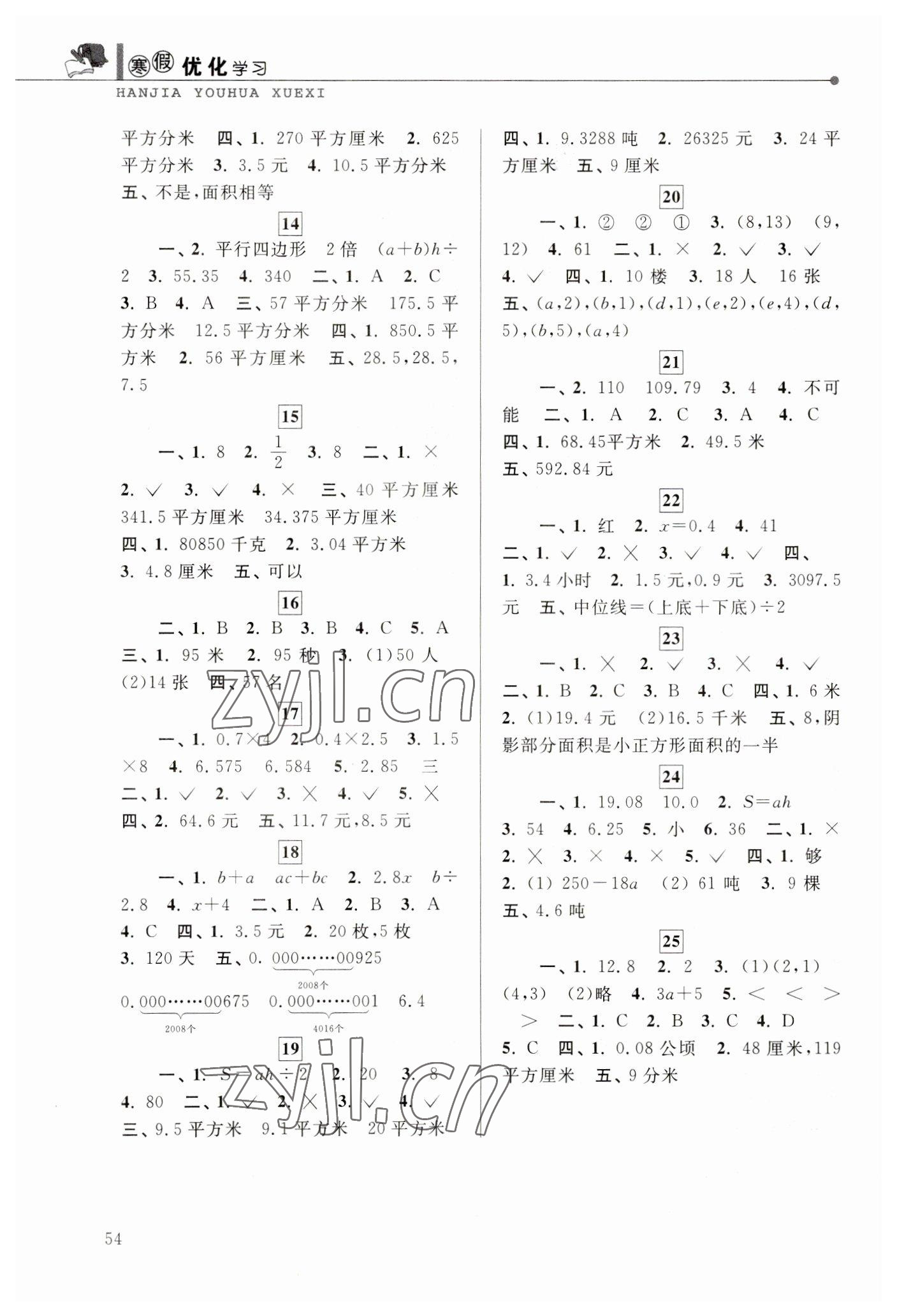 2023年寒假优化学习五年级数学 第2页
