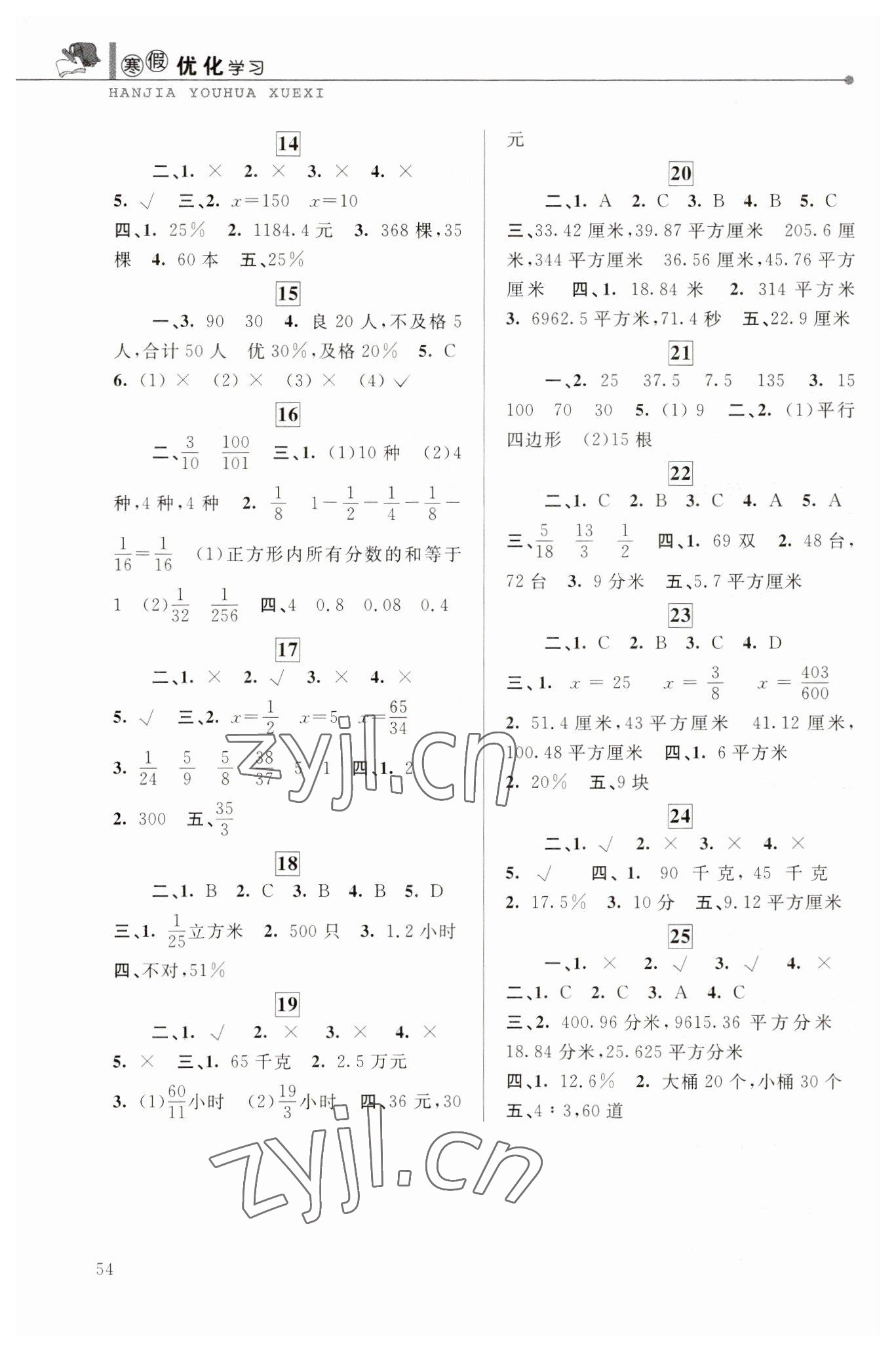 2023年寒假优化学习六年级数学 第2页