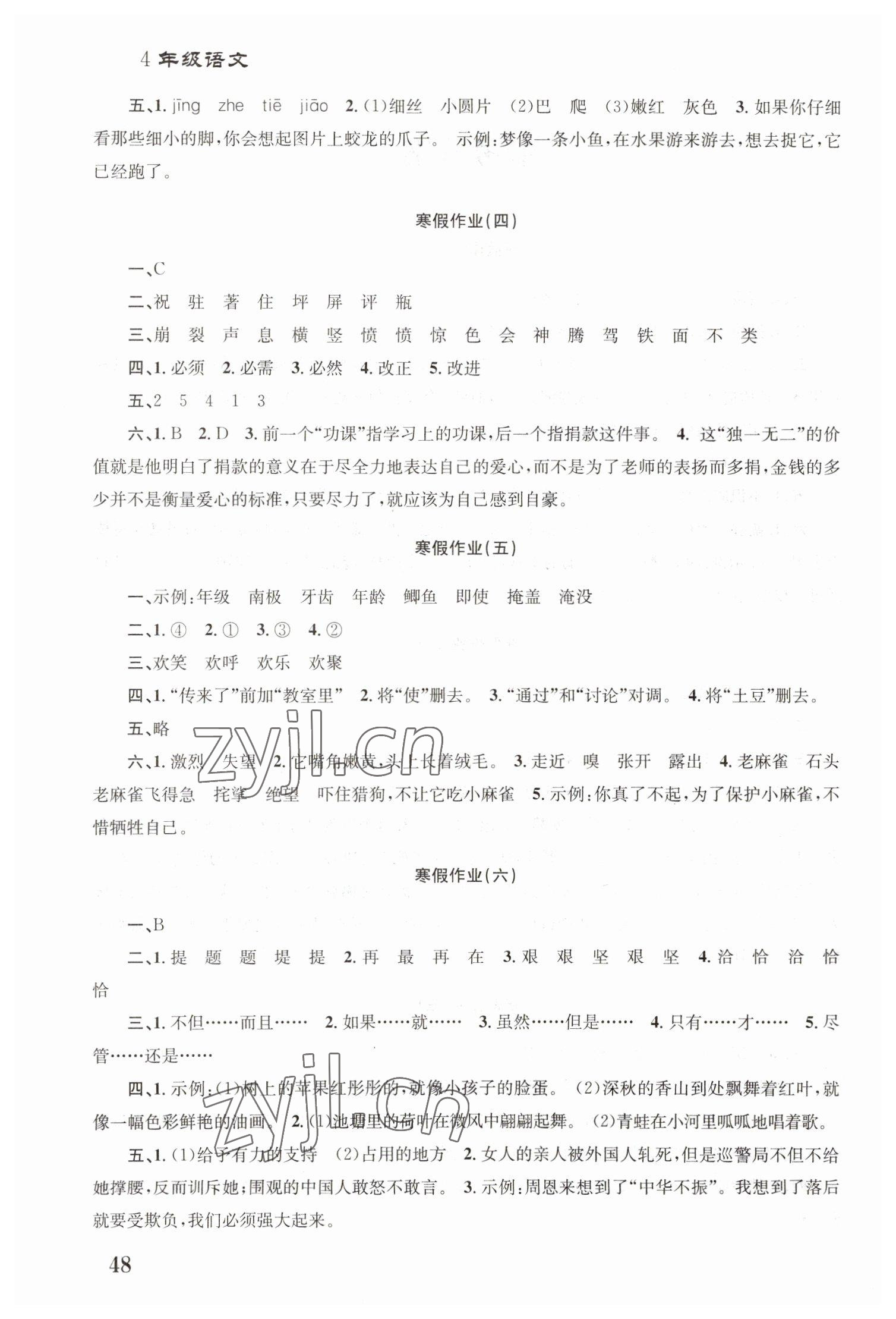 2023年寒假作业培优衔接南京大学出版社四年级语文 第2页