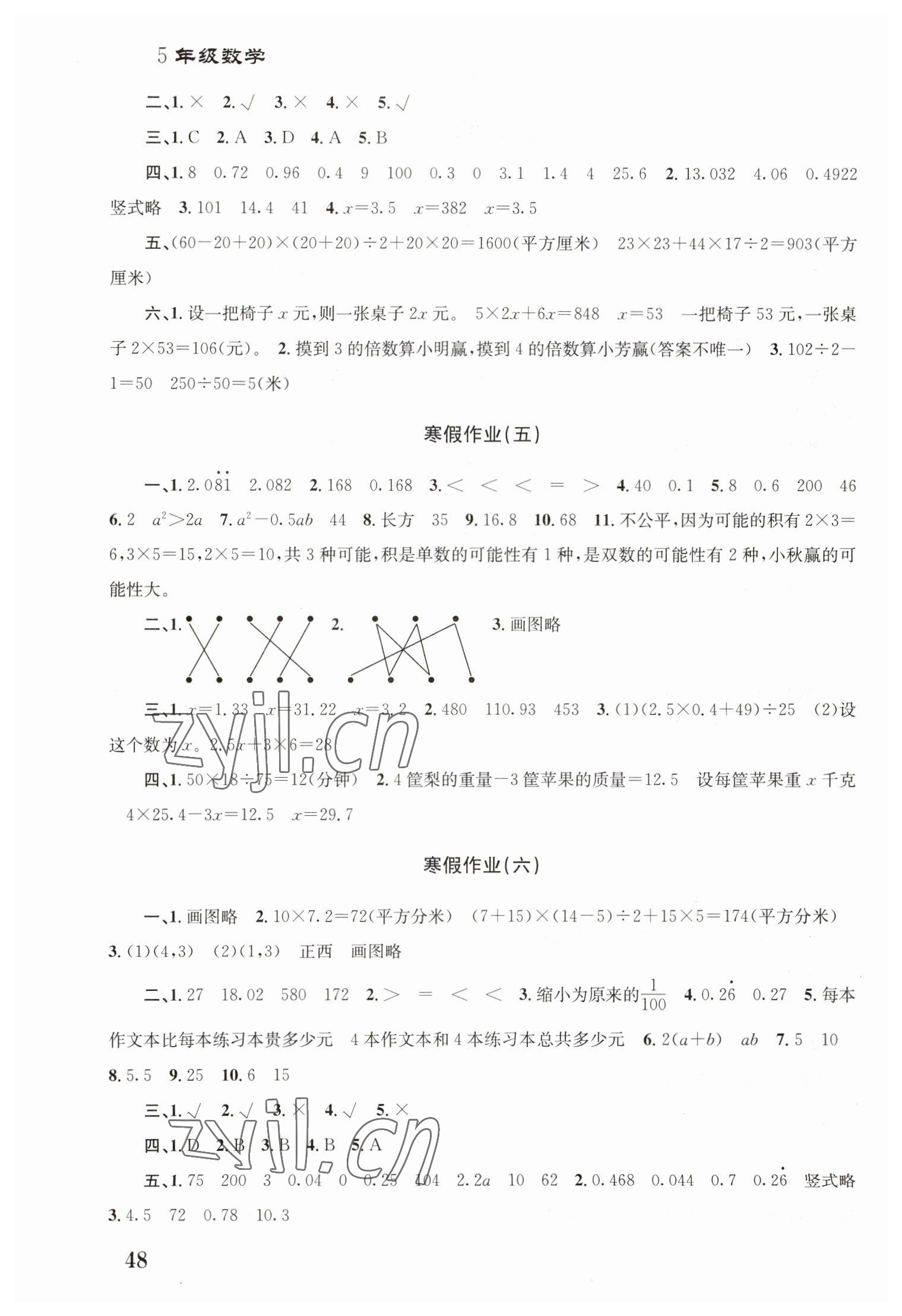 2023年寒假作業(yè)培優(yōu)銜接南京大學(xué)出版社五年級數(shù)學(xué) 第2頁