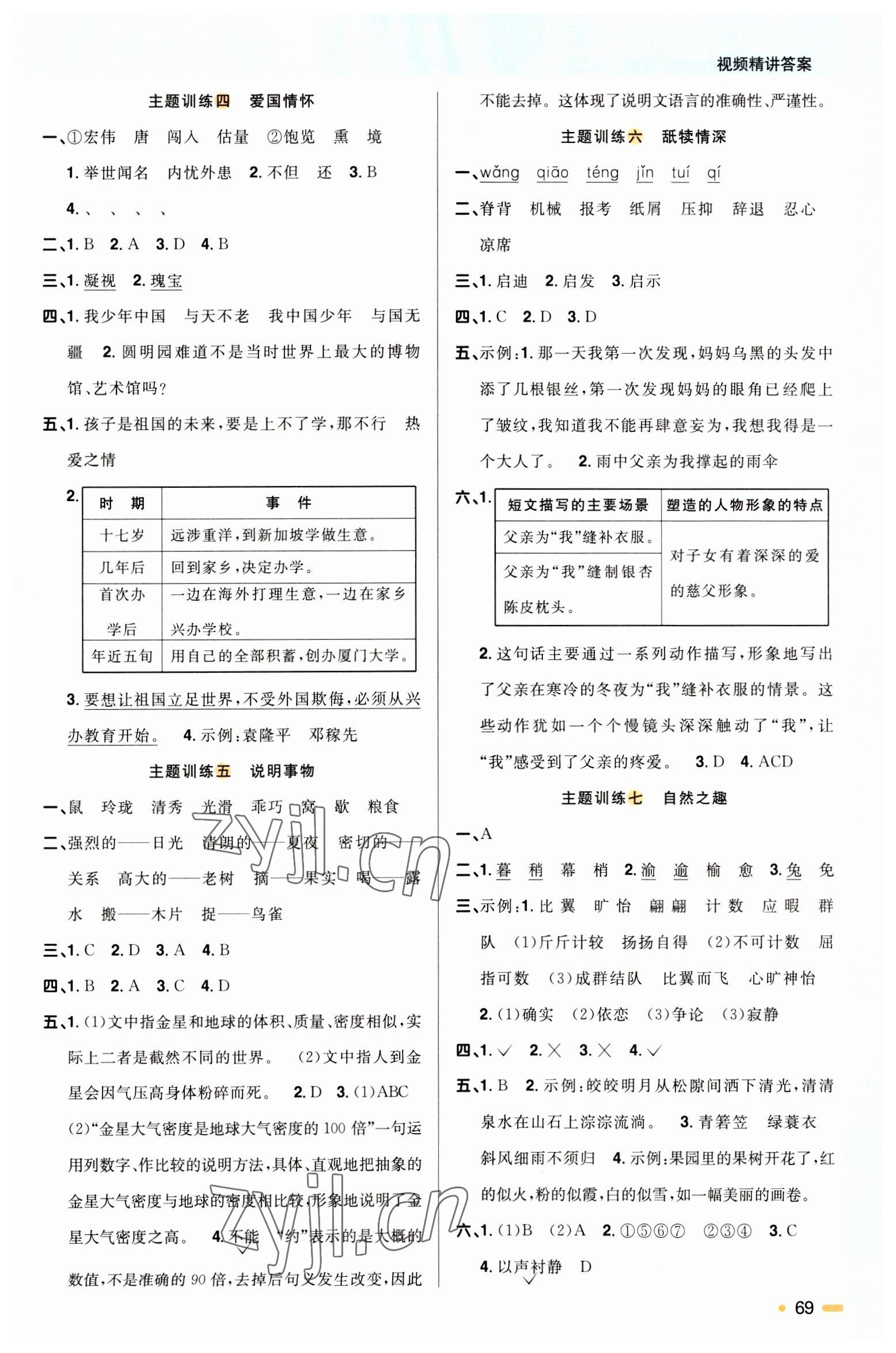 2023年陽光同學(xué)寒假銜接五年級(jí)語文人教版 參考答案第2頁