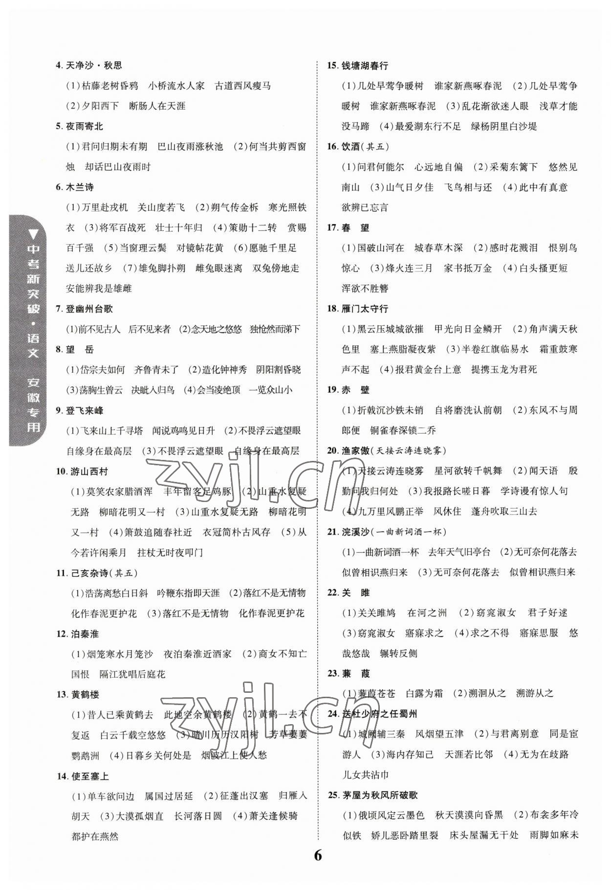 2023年中考新突破語文人教版安徽專版 第6頁