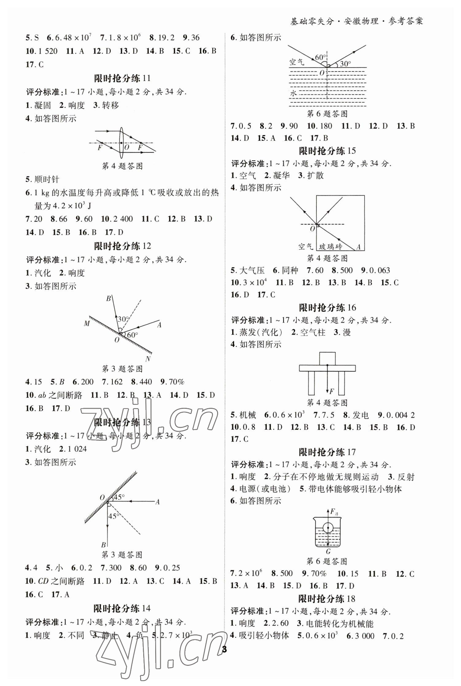 2023年練客書零失分物理人教版安徽專版 參考答案第2頁