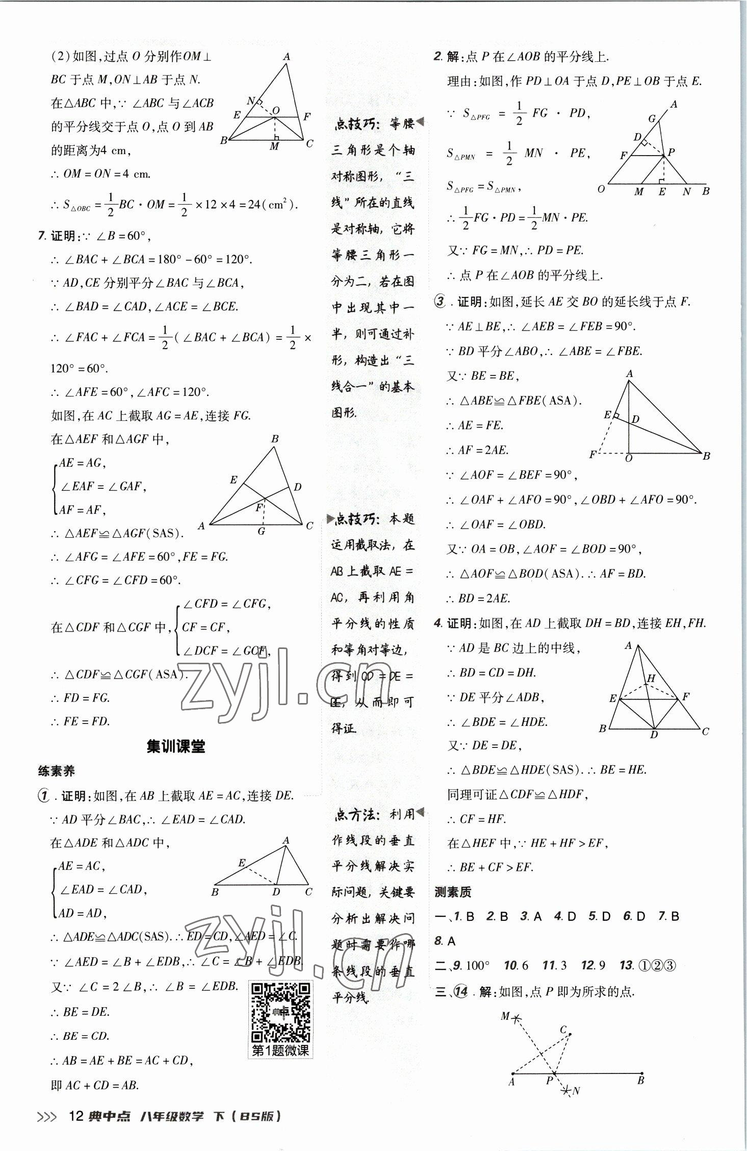 2023年綜合應(yīng)用創(chuàng)新題典中點八年級數(shù)學(xué)下冊北師大版 參考答案第12頁