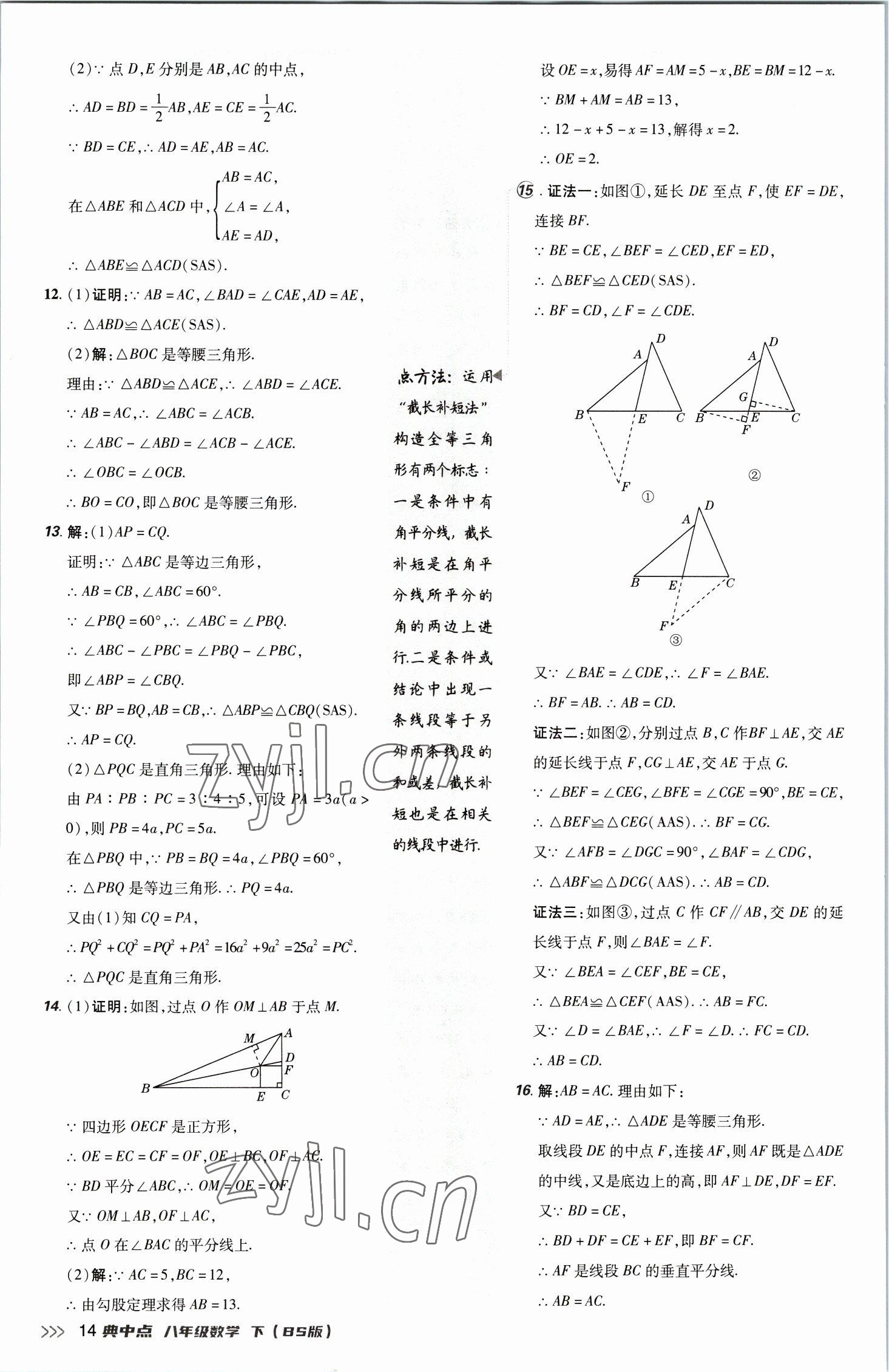 2023年綜合應(yīng)用創(chuàng)新題典中點八年級數(shù)學(xué)下冊北師大版 參考答案第14頁