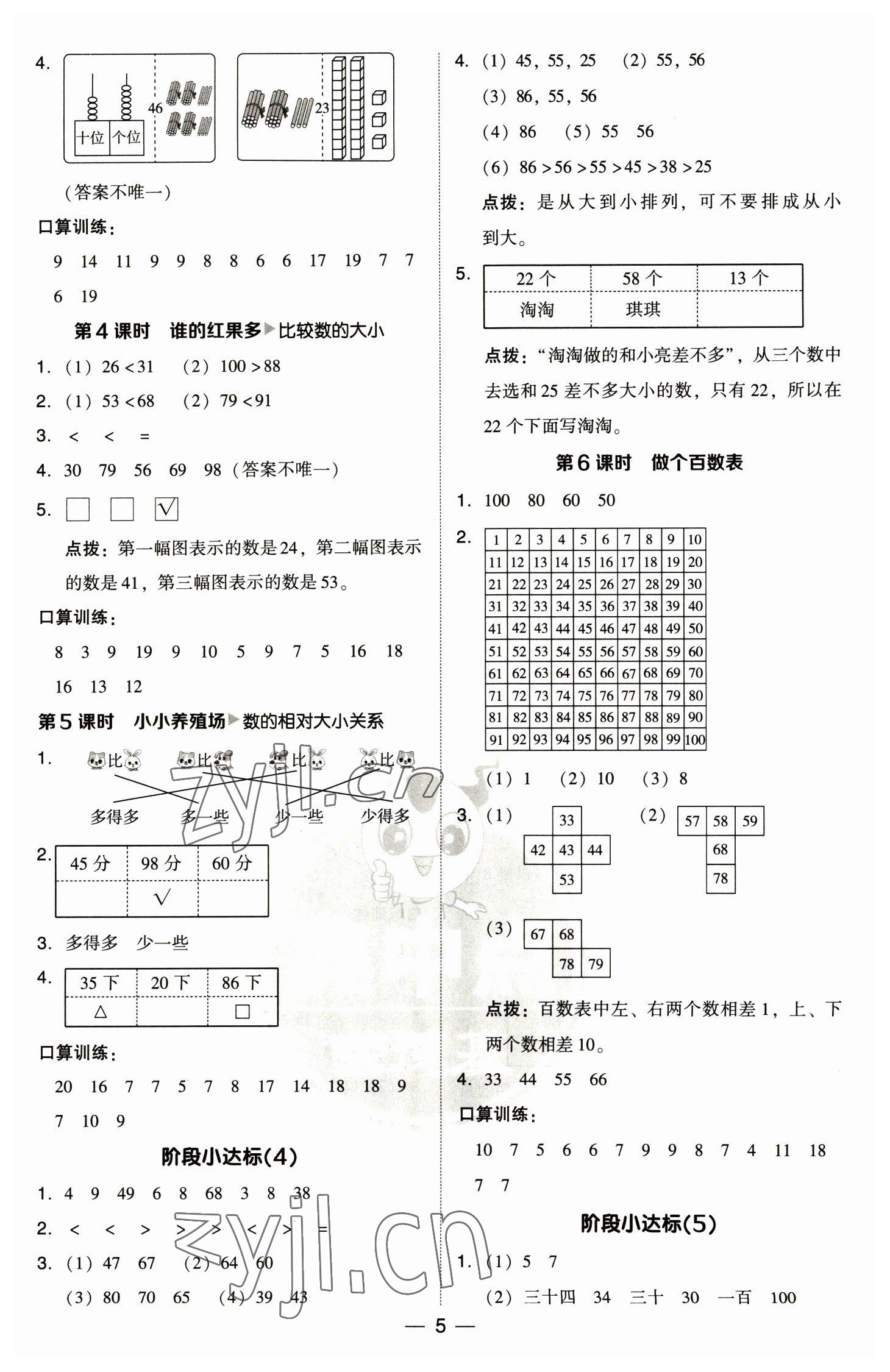 2023年綜合應(yīng)用創(chuàng)新題典中點(diǎn)一年級(jí)數(shù)學(xué)下冊北師大版 參考答案第5頁