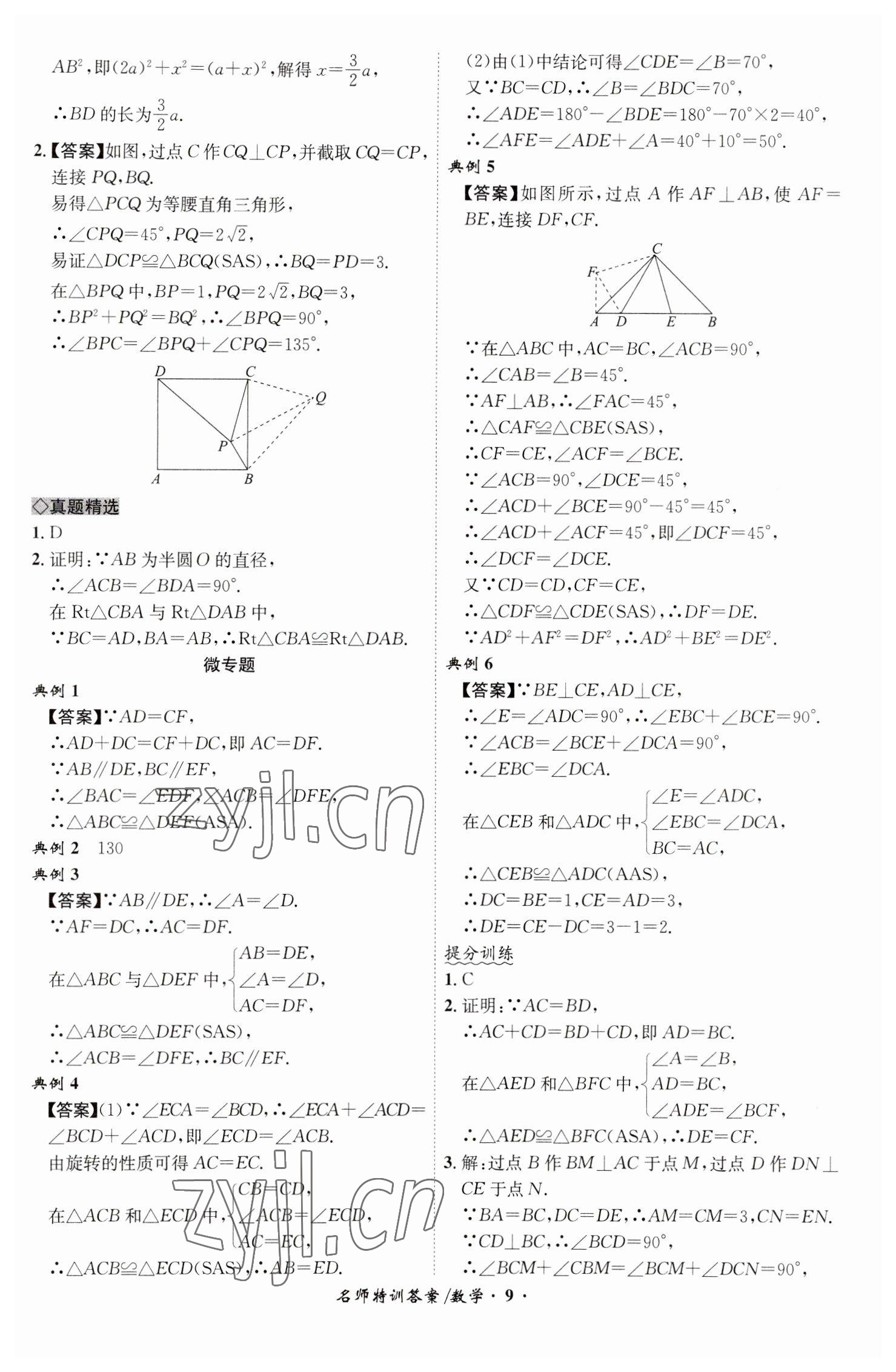 2023年名師特訓數學安徽專版 第9頁