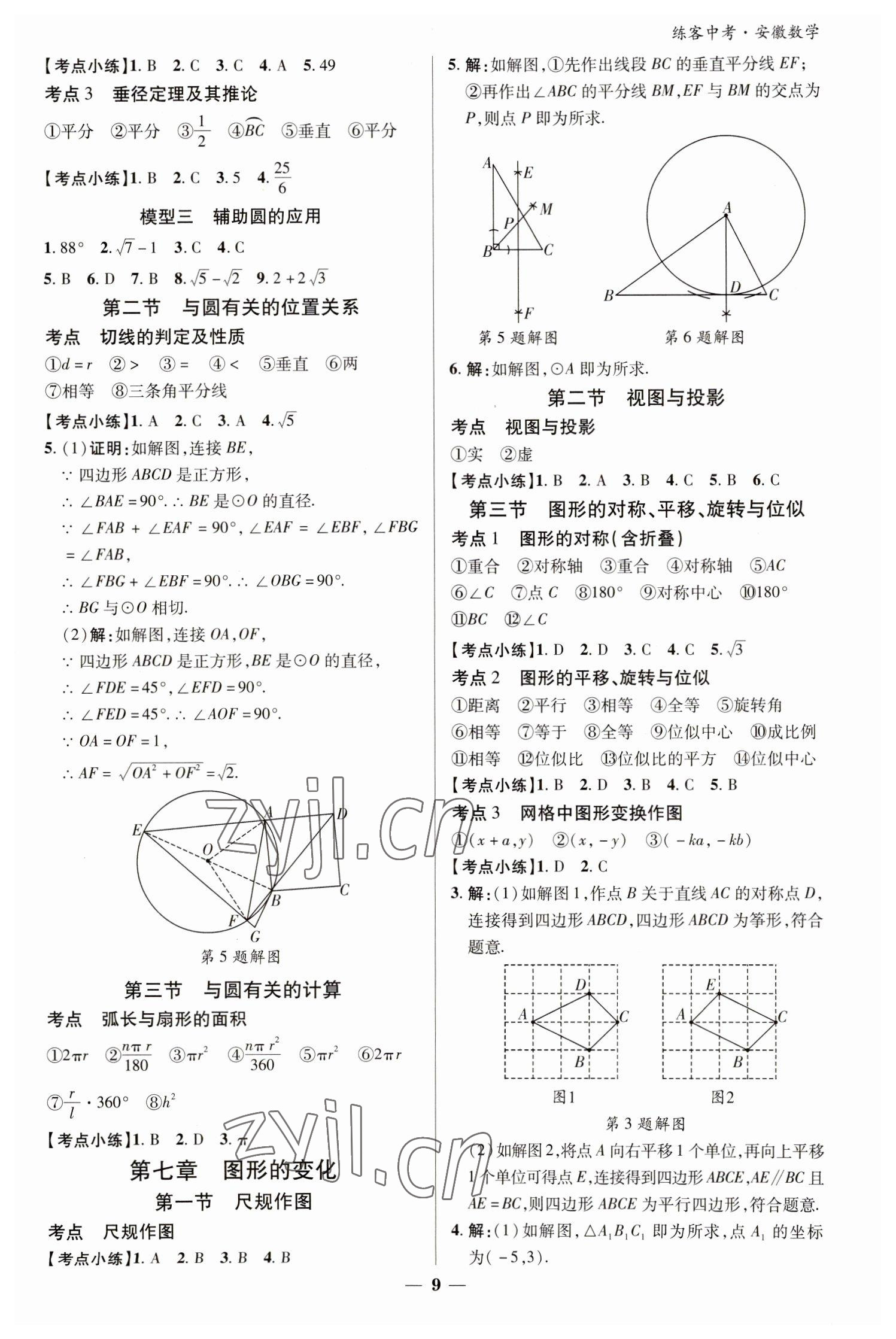 2023年練客中考提優(yōu)方案數(shù)學(xué)安徽專版 參考答案第8頁