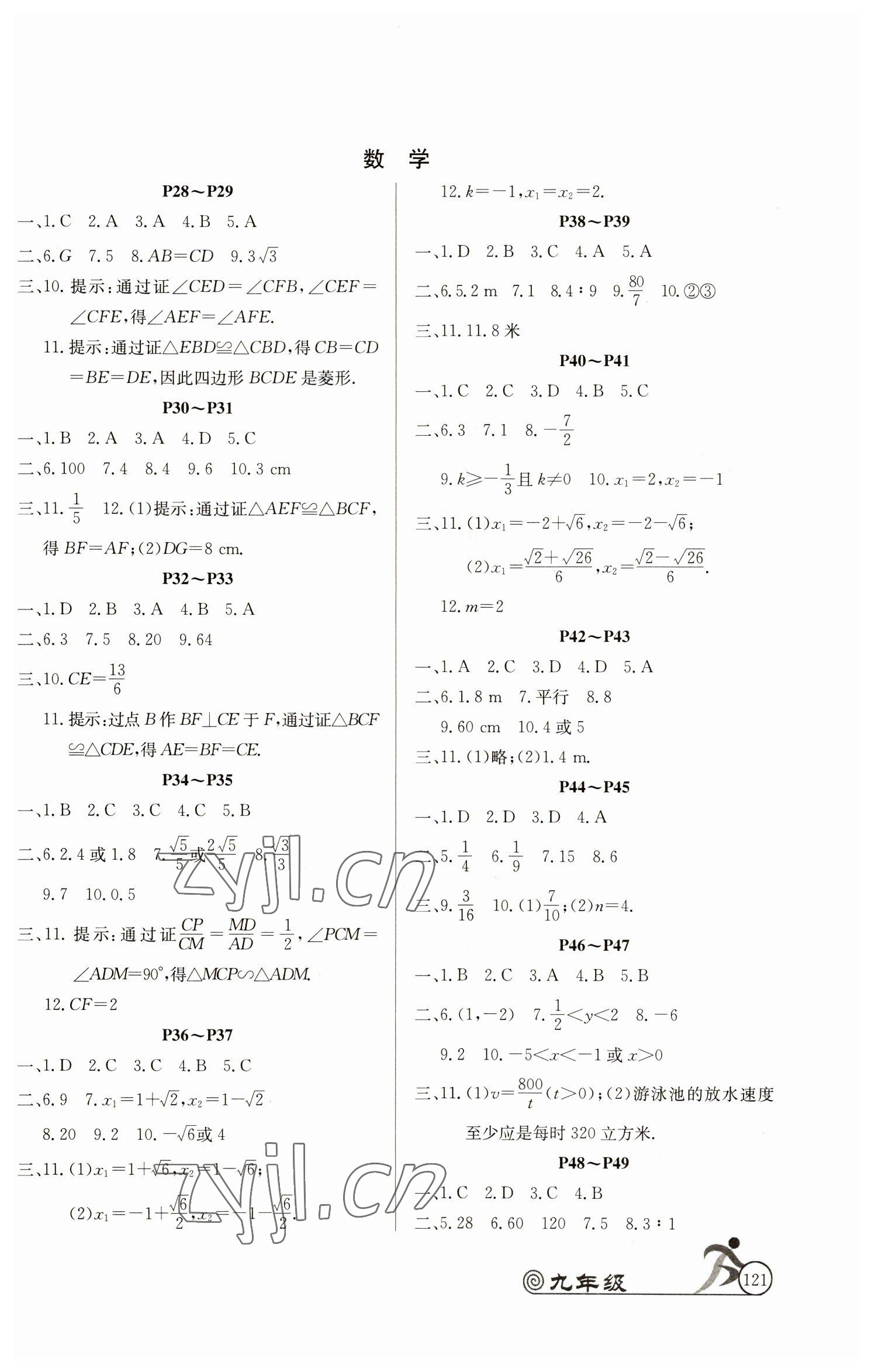 2023年快乐假期寒假作业延边教育出版社九年级合订本北师大版 参考答案第2页