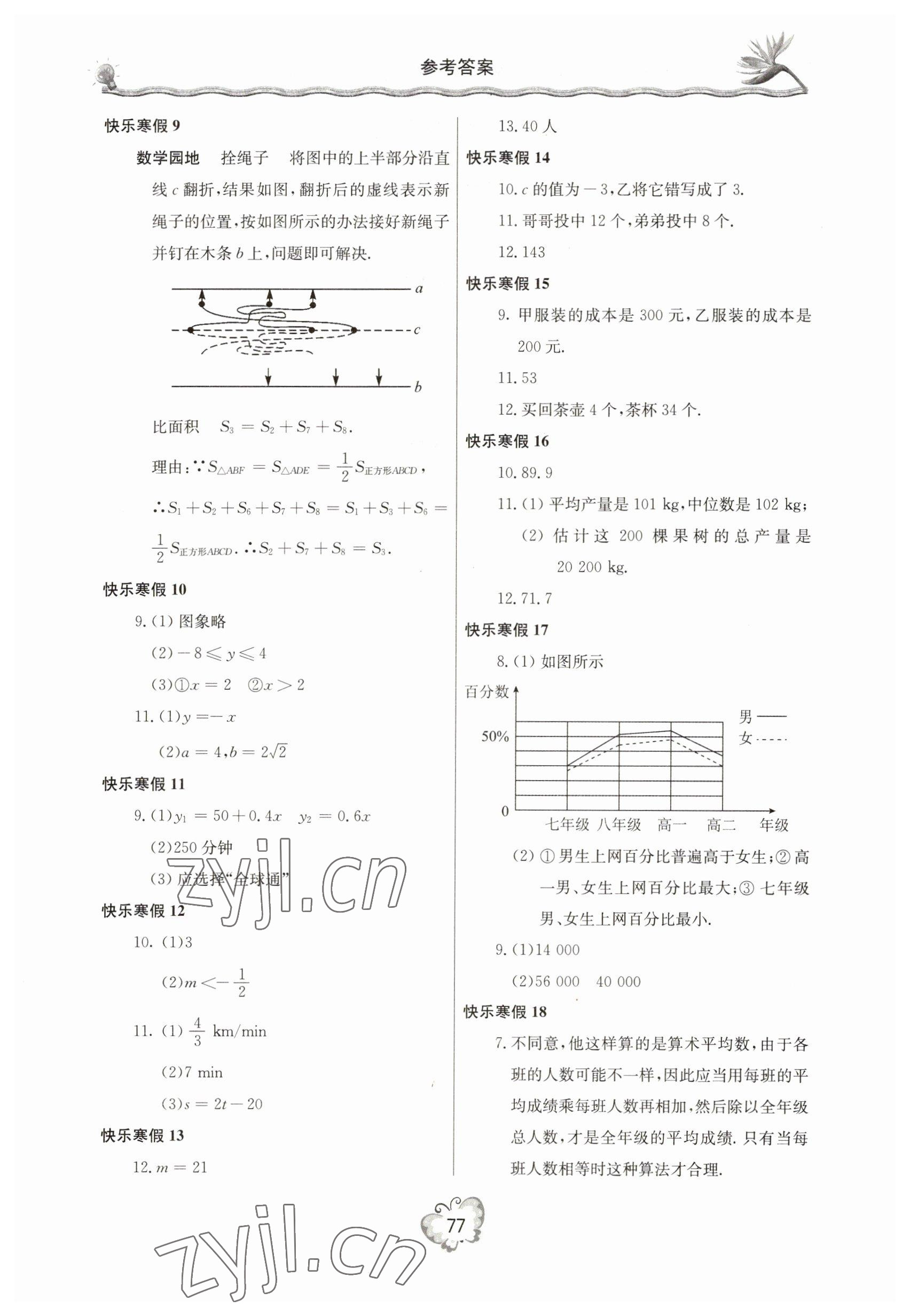 2023年新课堂假期生活八年级数学北师大版 参考答案第2页