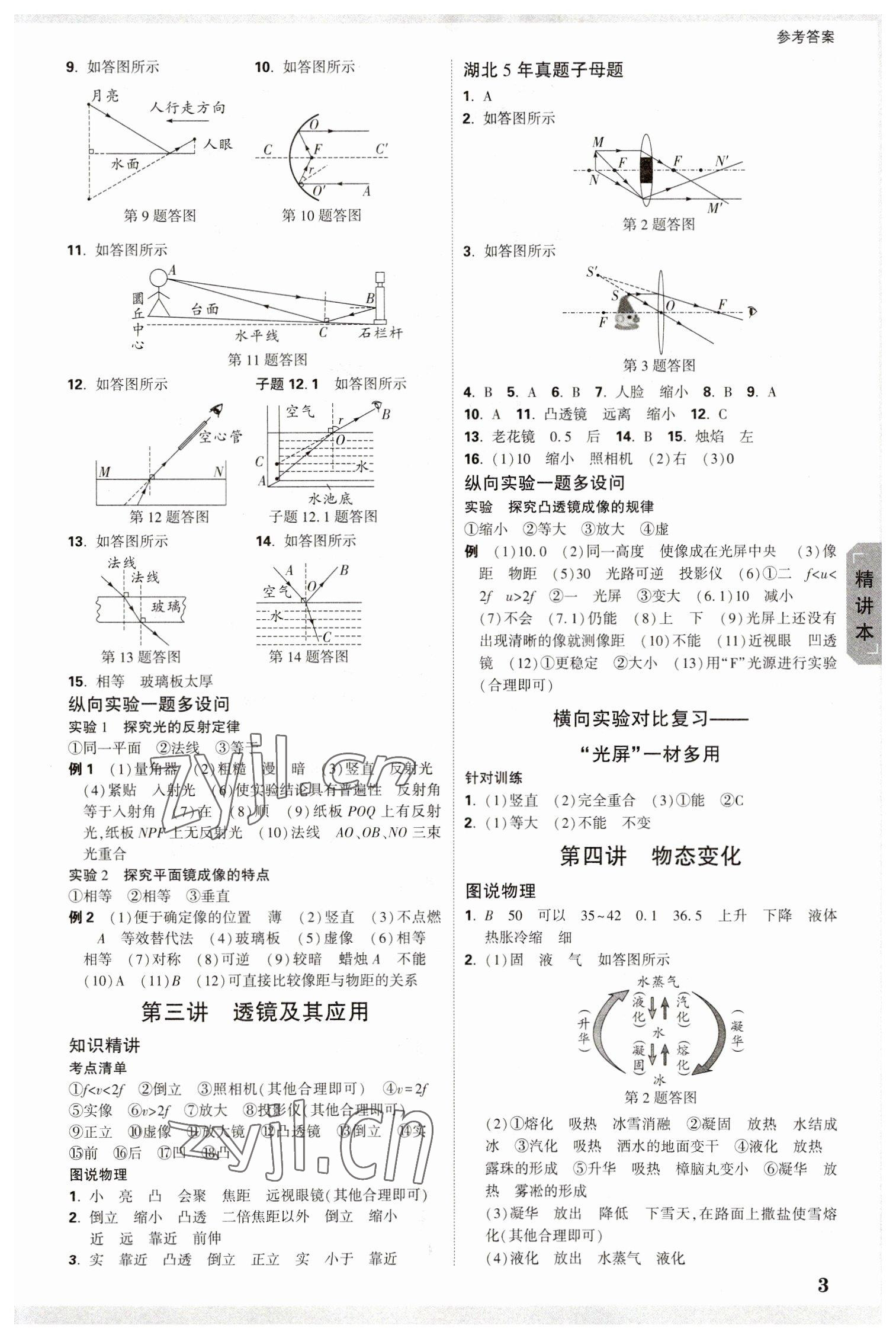 2023年万唯中考试题研究物理中考人教版湖北专版 参考答案第2页