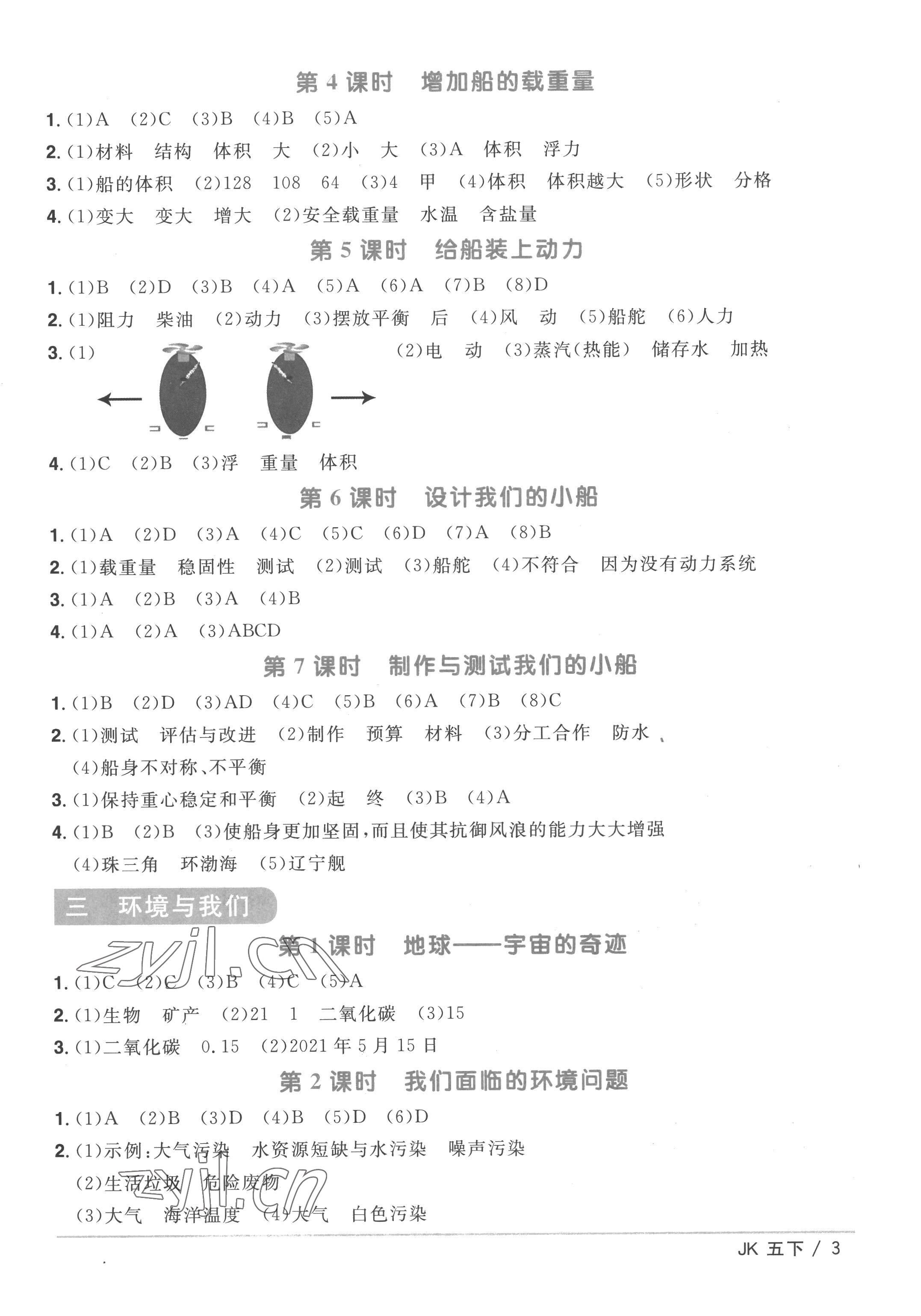 2023年陽光同學(xué)課時優(yōu)化作業(yè)五年級科學(xué)下冊教科版 第3頁