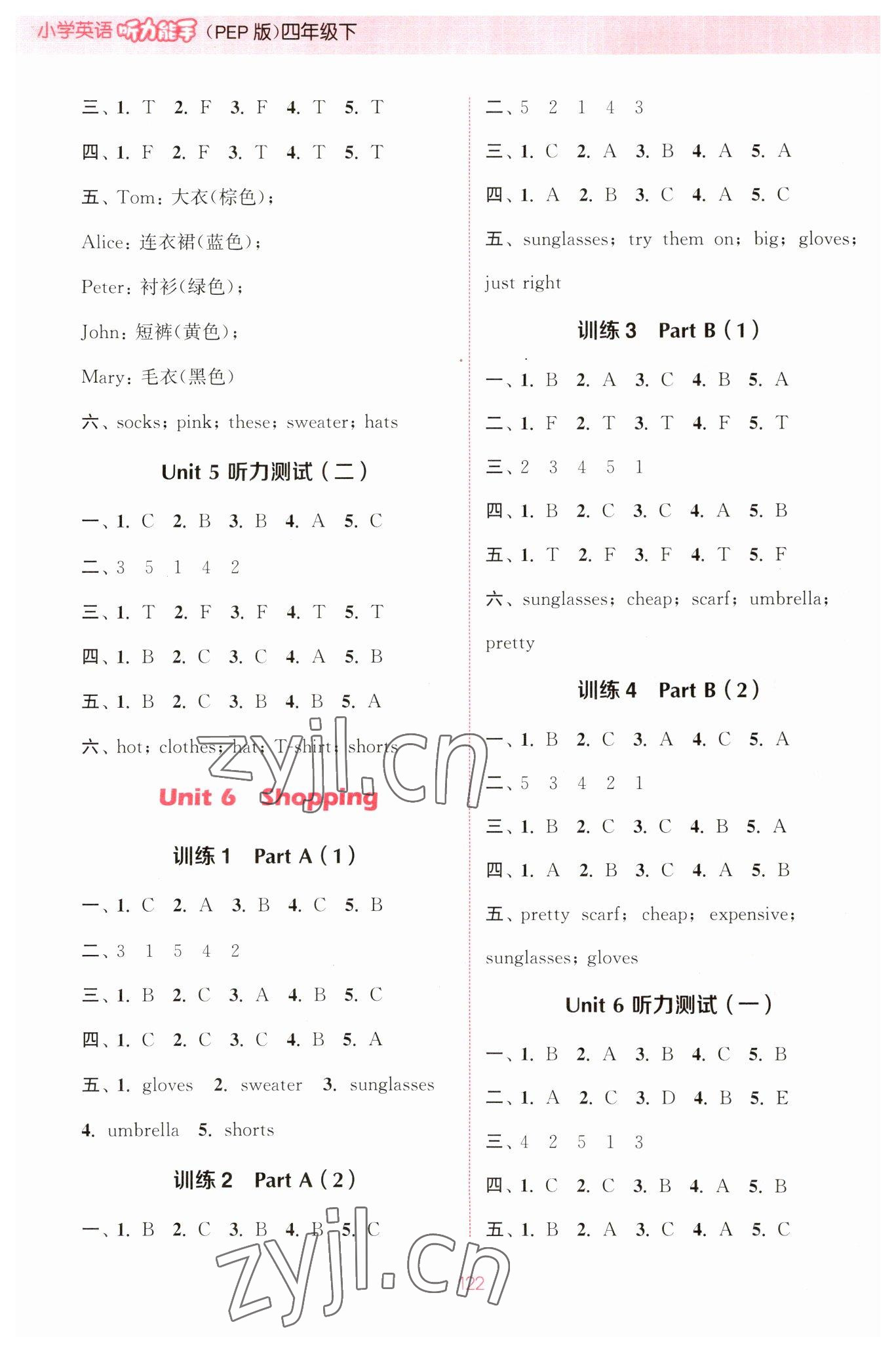 2023年通城學(xué)典小學(xué)英語(yǔ)聽(tīng)力能手四年級(jí)下冊(cè)人教版 參考答案第6頁(yè)