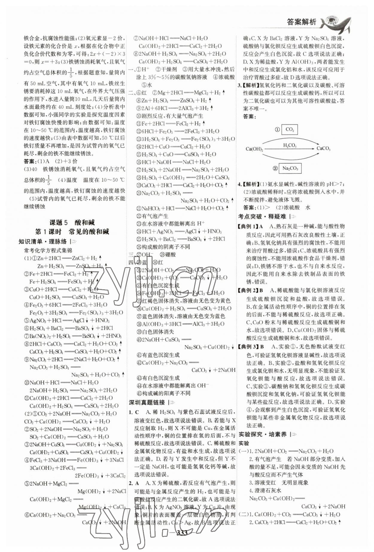 2023年世紀金榜金榜中考化學深圳專版 參考答案第8頁