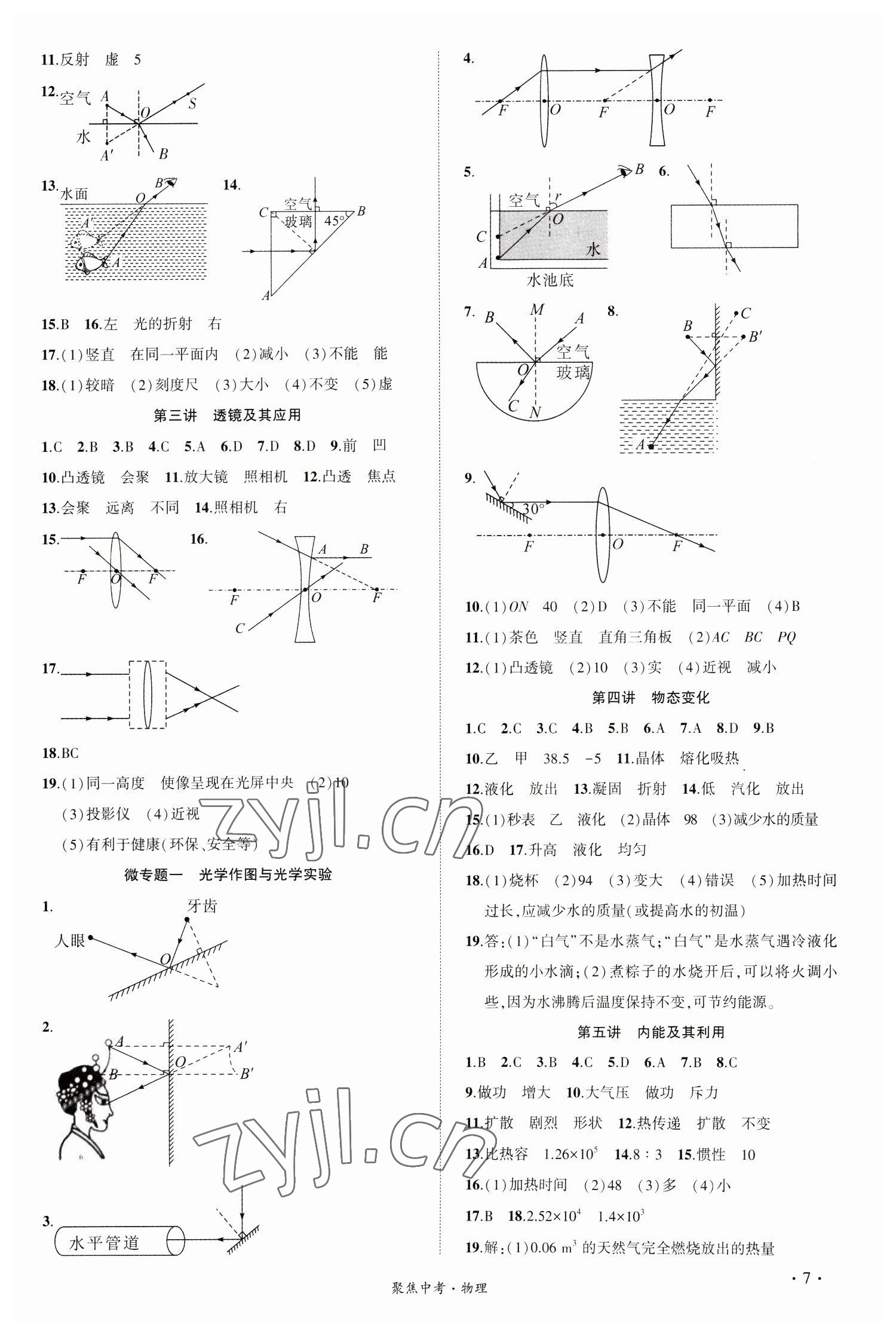 2023年聚焦中考物理甘肅專(zhuān)版 參考答案第7頁(yè)