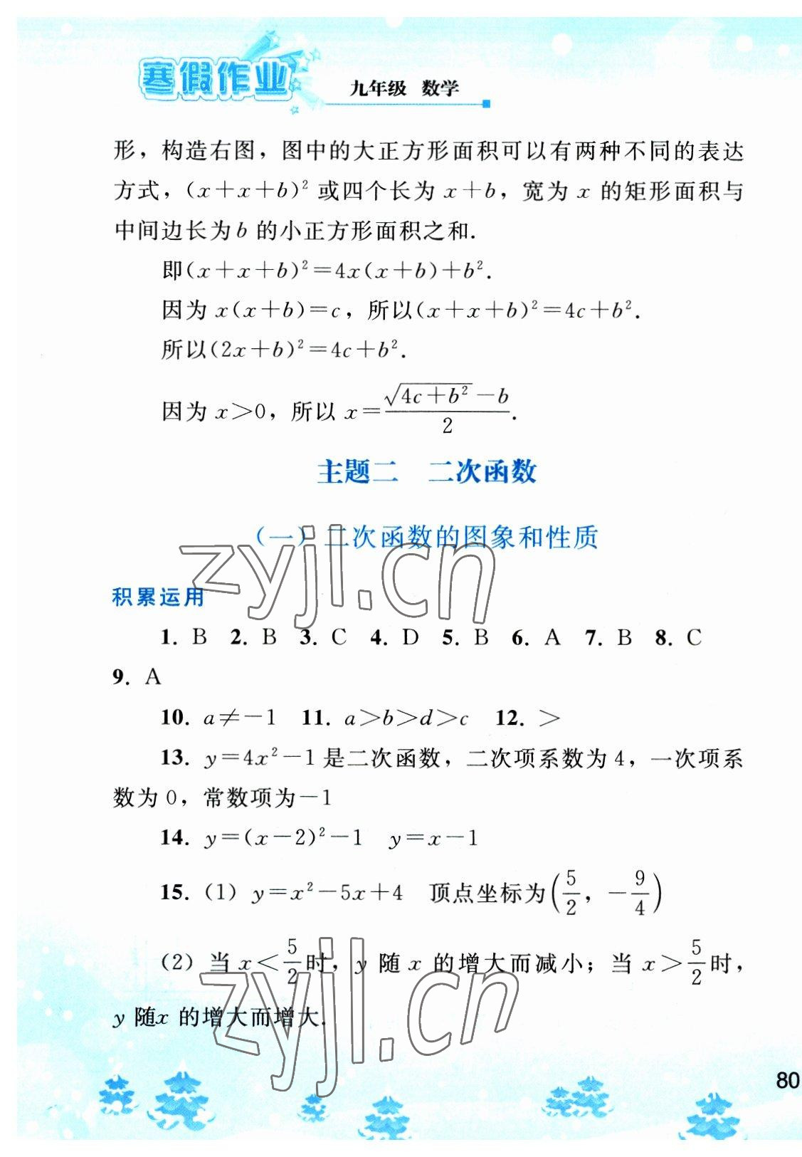 2023年寒假作业九年级数学人教版人民教育出版社 第5页