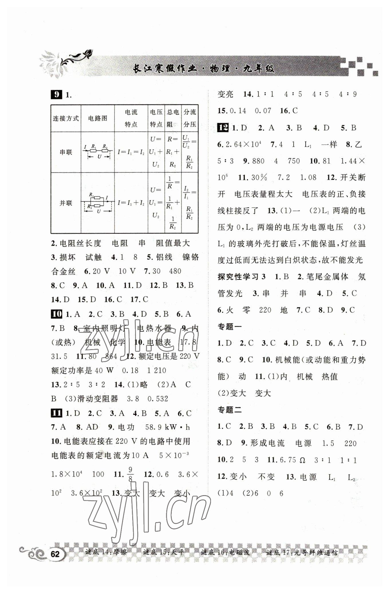 2023年长江寒假作业崇文书局九年级物理全北师大版 第2页