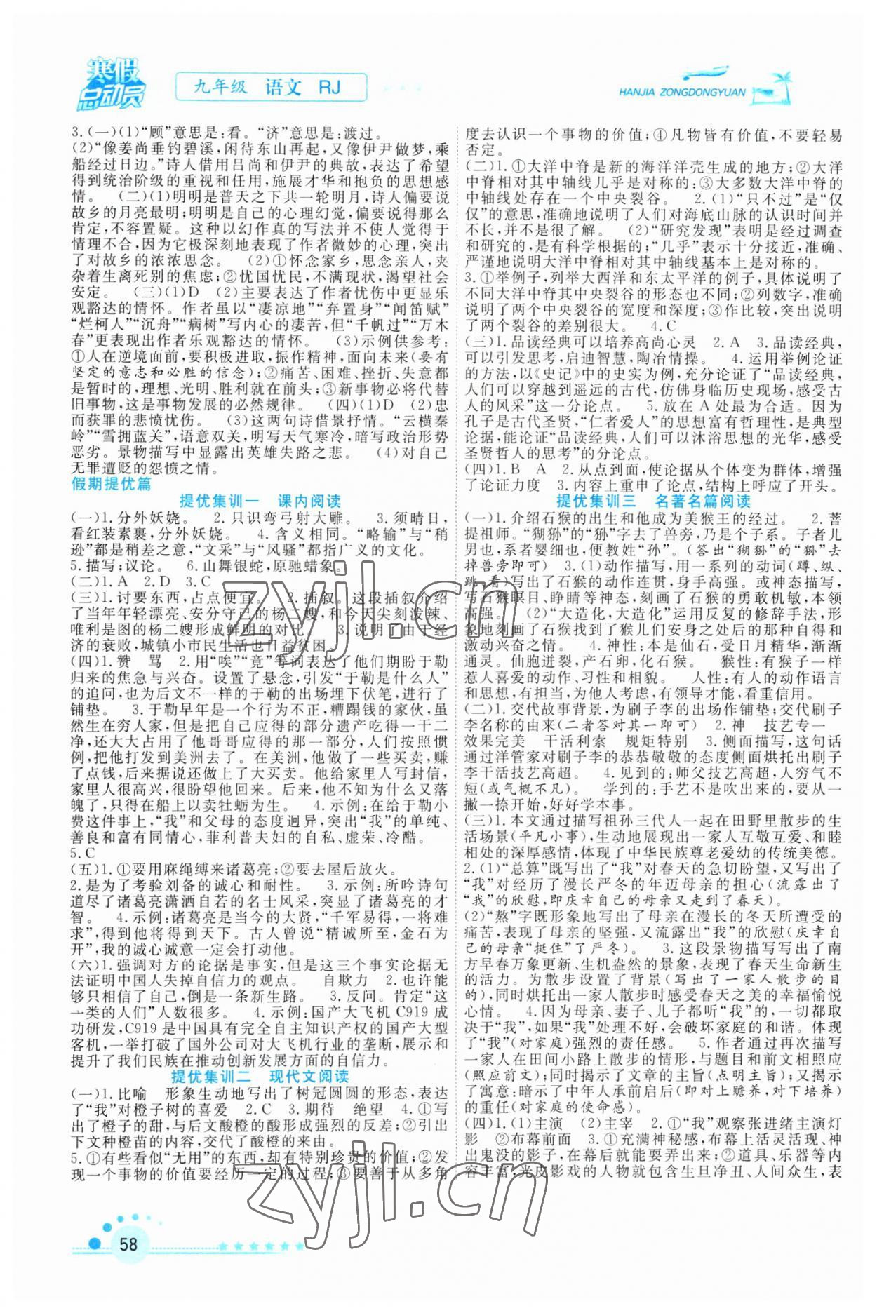 2023年寒假总动员合肥工业大学出版社九年级语文人教版 第2页