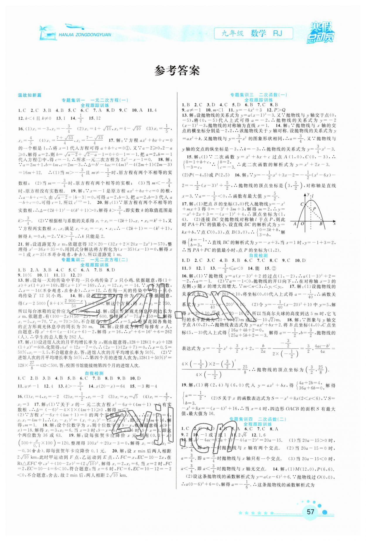 2023年寒假总动员合肥工业大学出版社九年级数学人教版 第1页