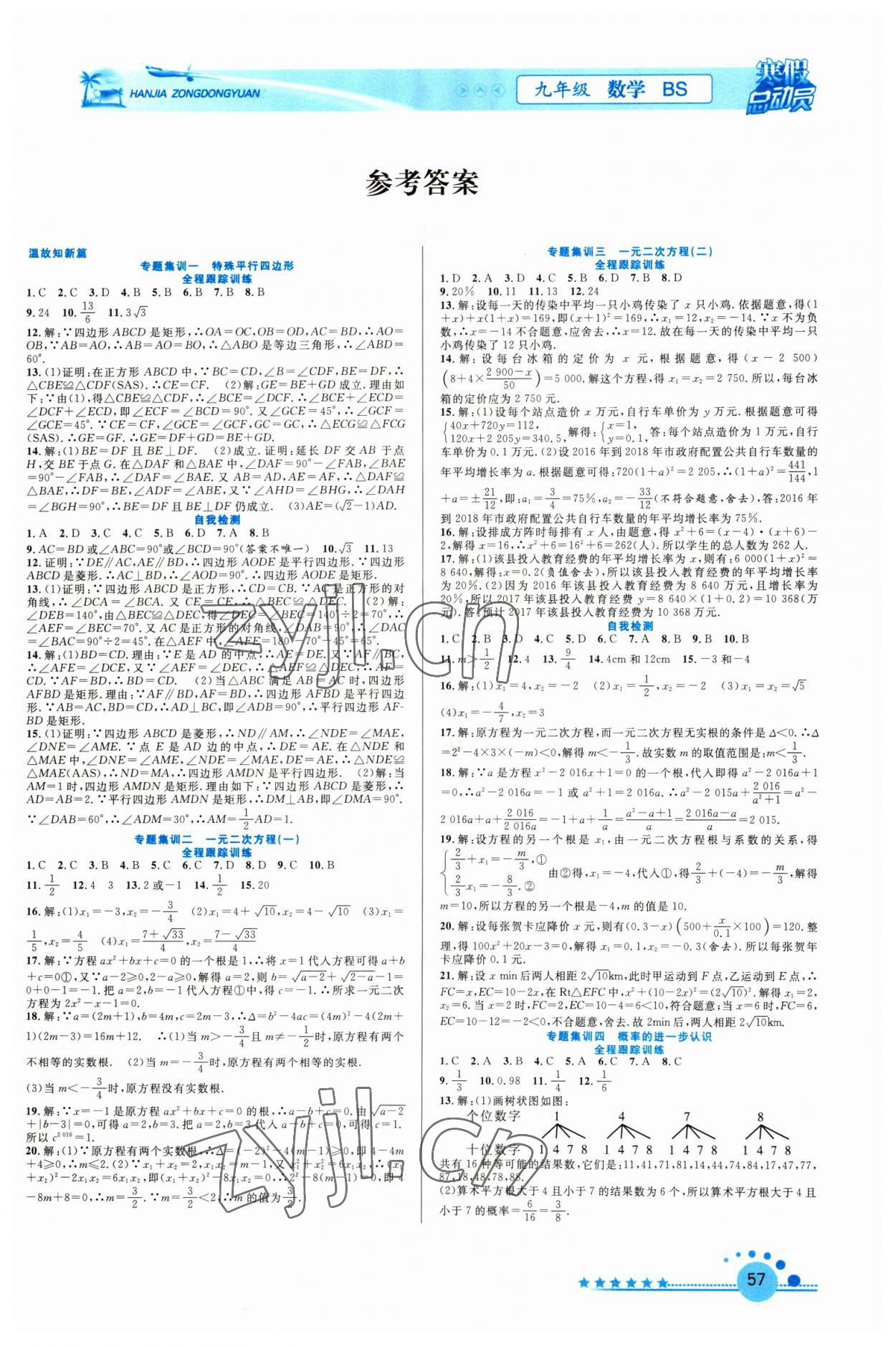 2023年寒假总动员合肥工业大学出版社九年级数学北师大版 第1页