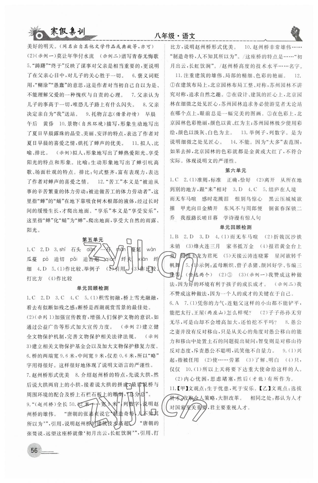 2023年寒假集訓(xùn)合肥工業(yè)大學(xué)出版社八年級(jí)語(yǔ)文人教版 第2頁(yè)