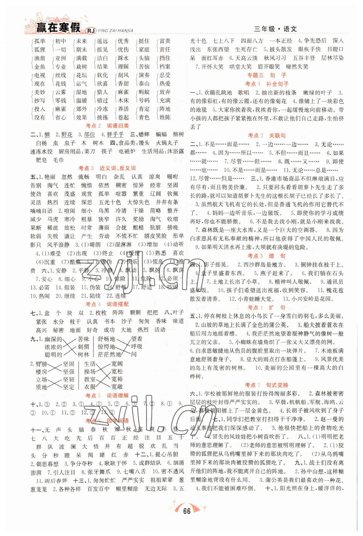 2023年赢在寒假期末闯关三年级语文人教版合肥工业大学出版社 第2页