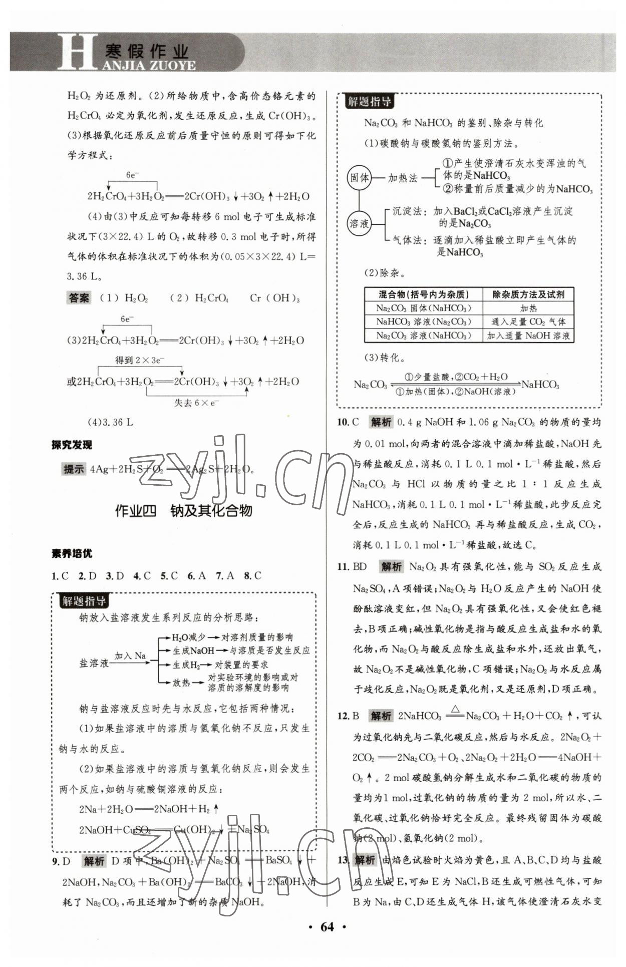 2023年志鸿优化系列丛书寒假作业高一化学 第4页